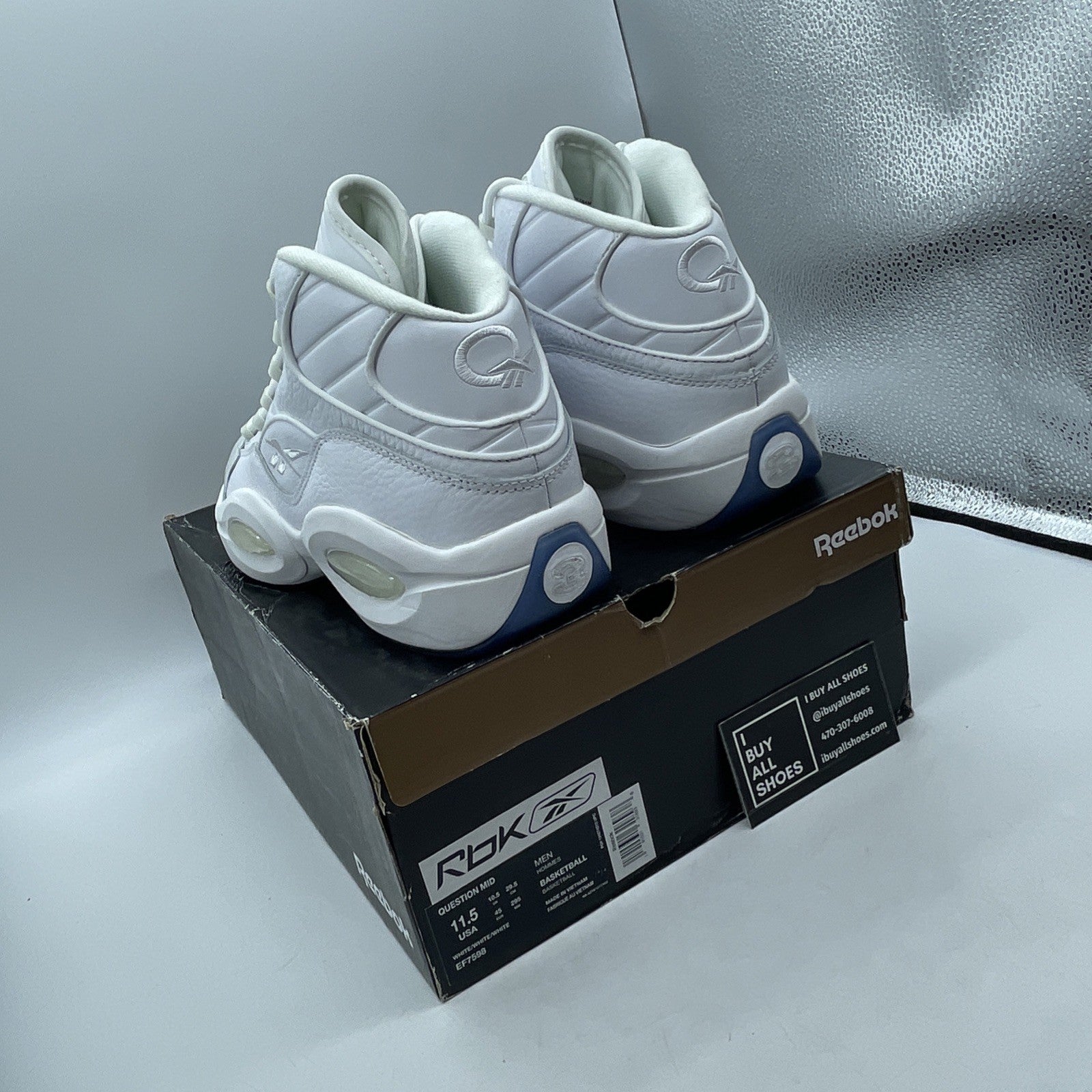 Size 11.5 - Reebok Question Mid Blue Sole (EF7598)