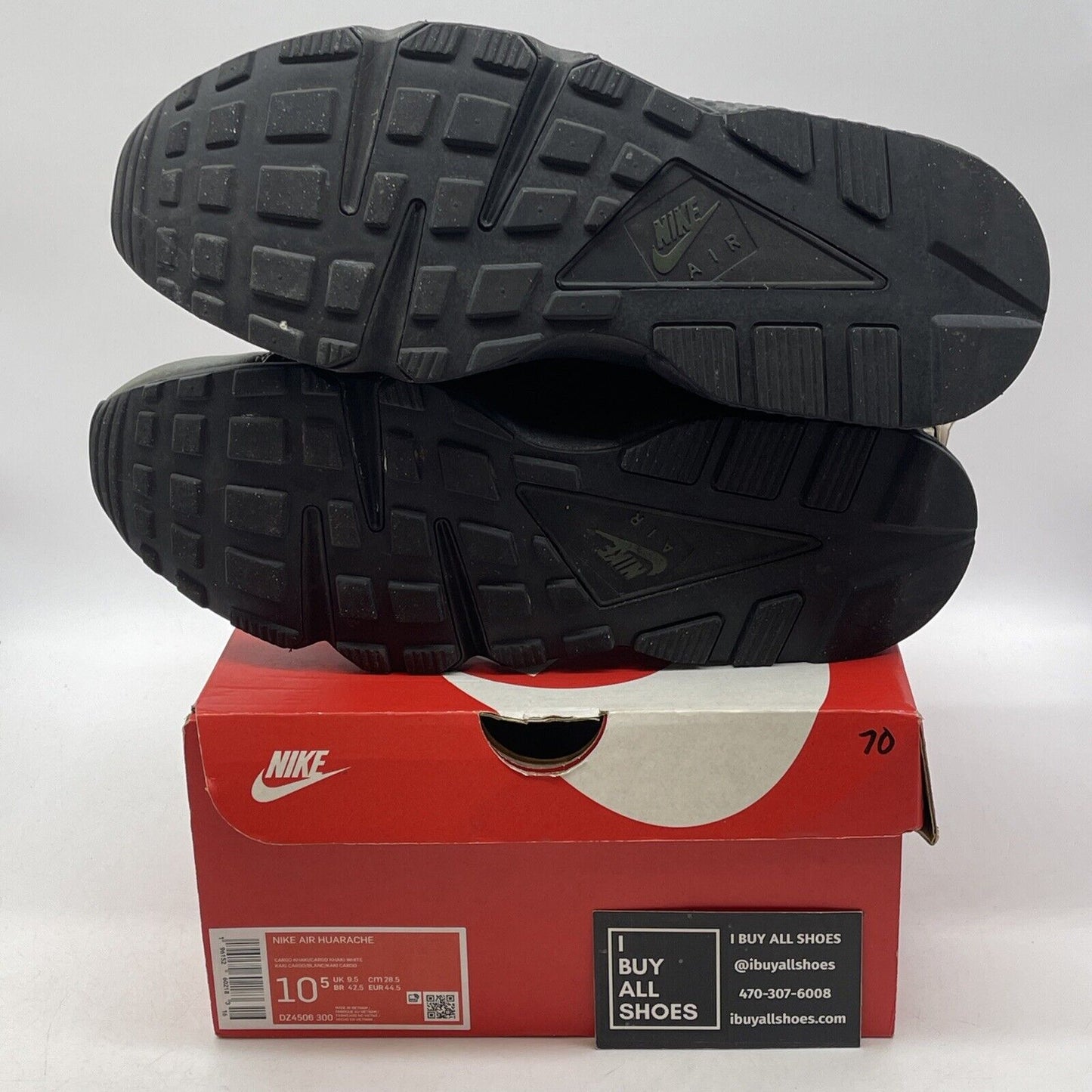 Size 10.5 - Nike Air Huarache Cargo Khaki Black Green Suede Rubber (DZ4506-300)