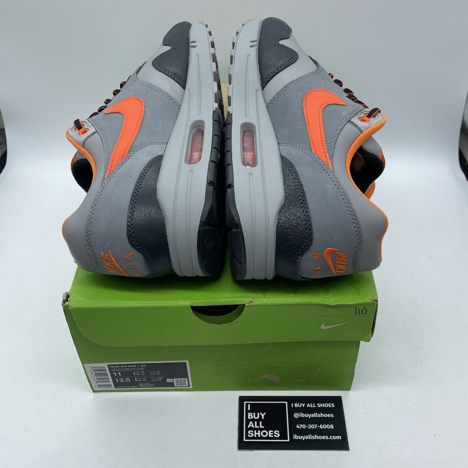 Size 11 - Nike HUF x Air Max 1 SP Orange Grey Suede Leather (HF3713-001)
