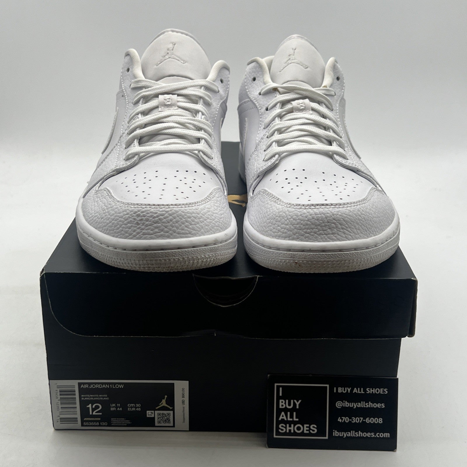 Size 12 - Air Jordan 1 Low Triple White (553558-130)