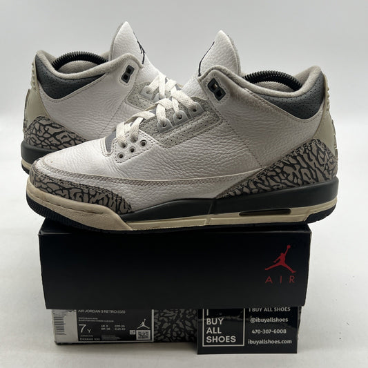 Size 7Y - Nike Air Jordan 3 Retro White/ Black-Iron (DX6665-100)