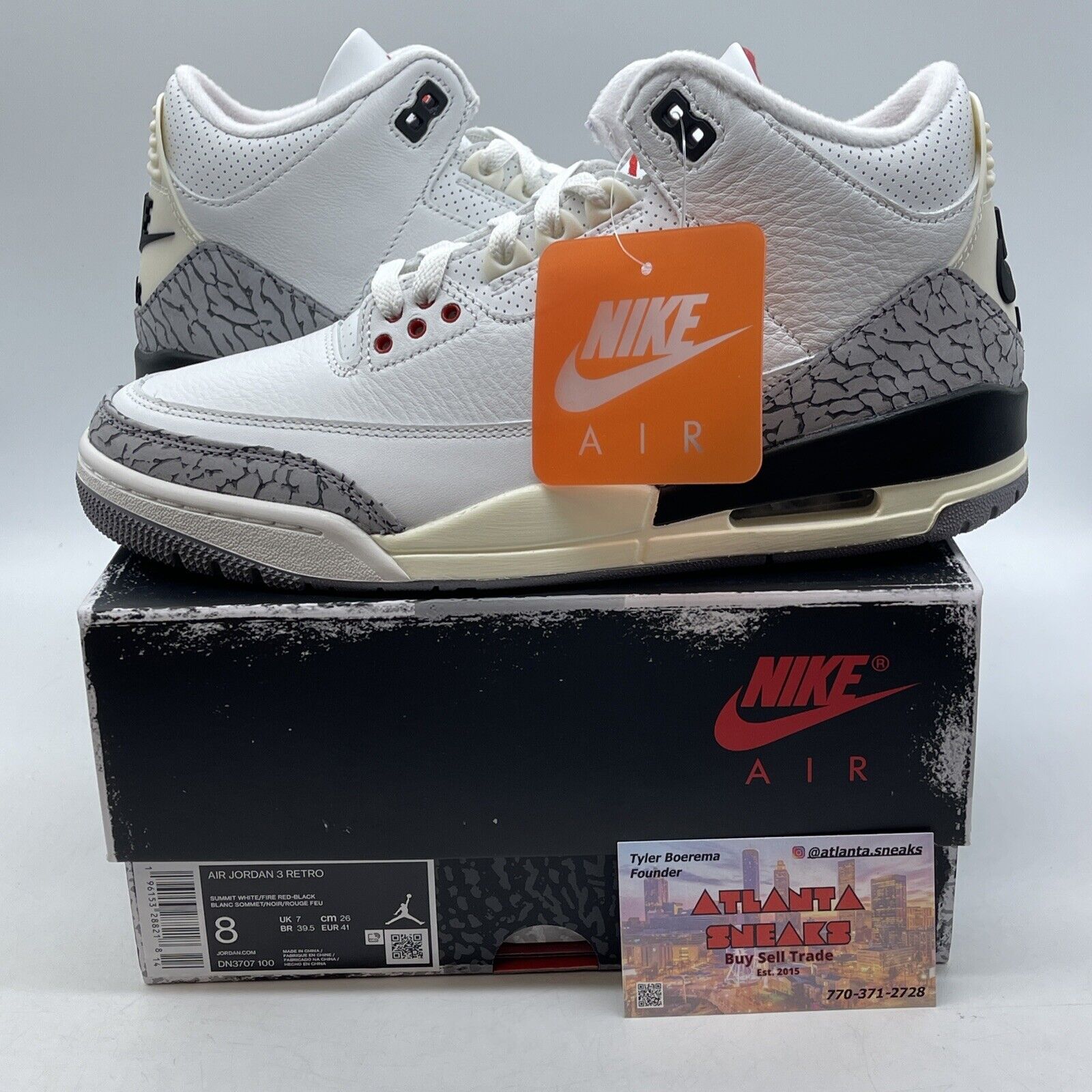 Size 8 - Jordan 3 Retro Mid White Cement Reimagined Grey White (DN3707-100)