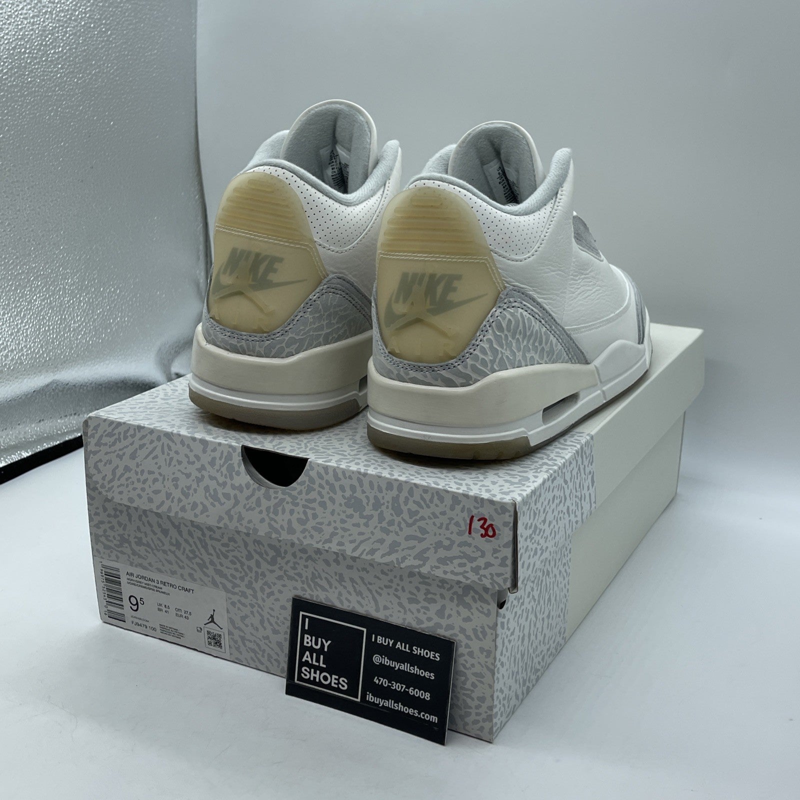 Size 9.5 - Air Jordan 3 Retro Craft Ivory/Grey White Leather (FJ9579-100)