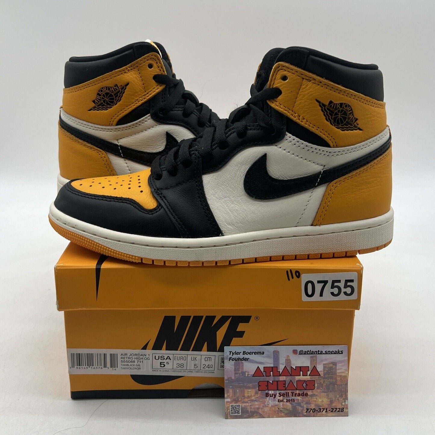 Size 5.5 - Jordan 1 Retro OG High Yellow Toe (555088-711)