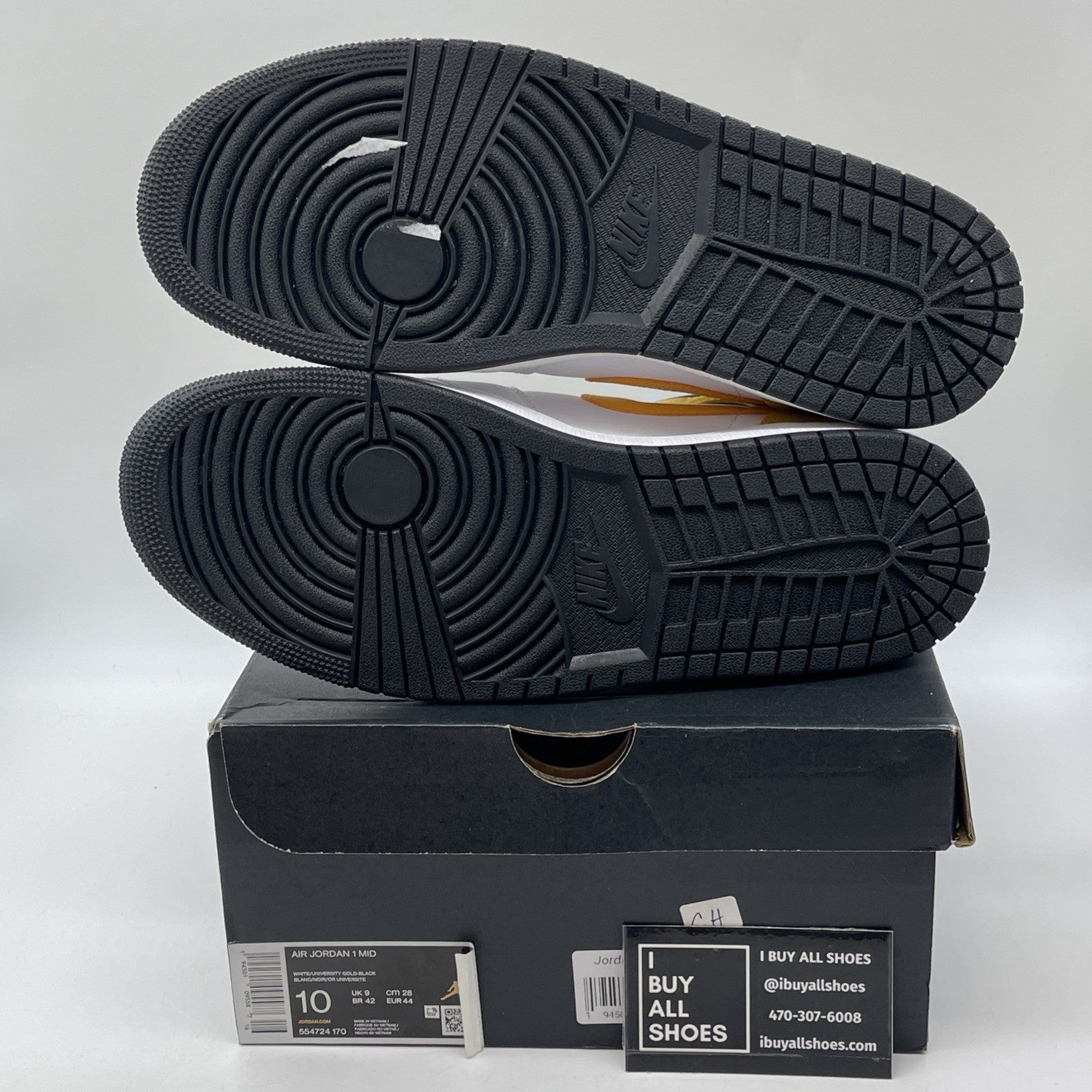 Size 10 - Air Jordan 1 Mid University Gold Yellow Black White (554724-170)