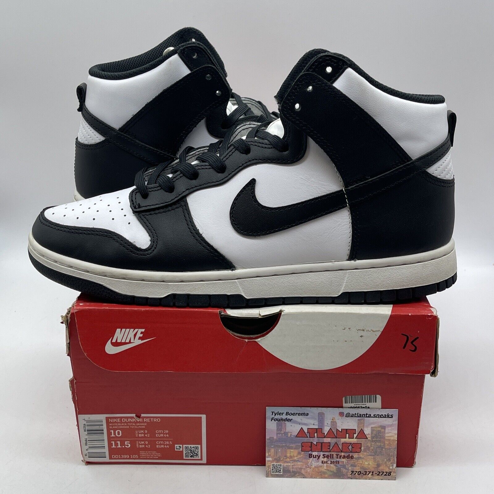 Size 10 - Nike Dunk High Black White Leather (DD1399-105)