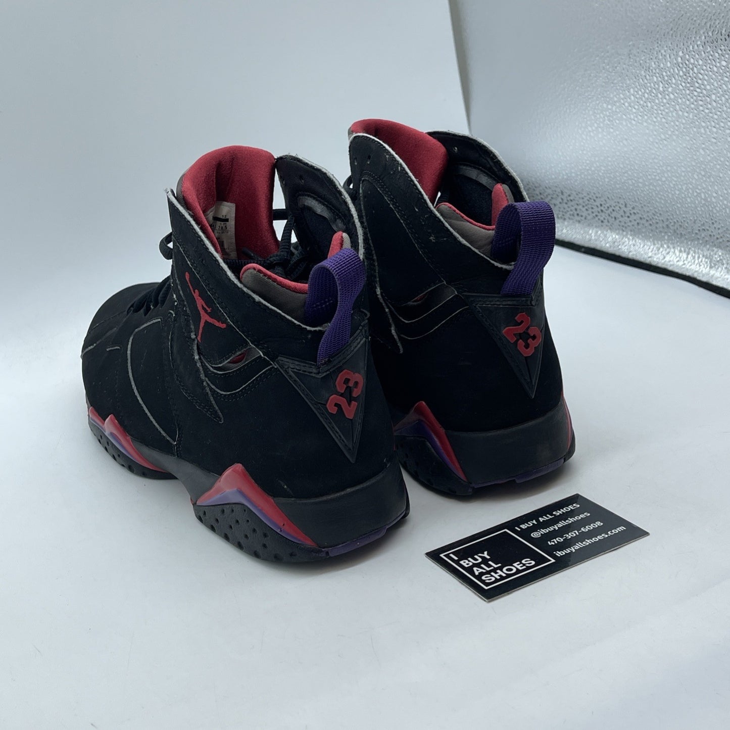 Size 10.5 - Air Jordan 7 Retro 2012 Raptor Black Red Suede (304775-018)