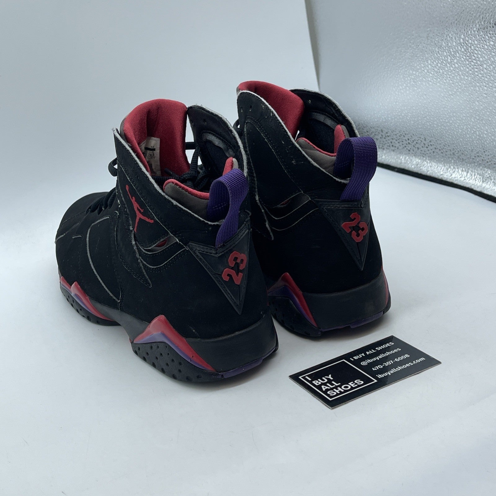 Size 10.5 - Air Jordan 7 Retro 2012 Raptor Black Red Suede (304775-018)