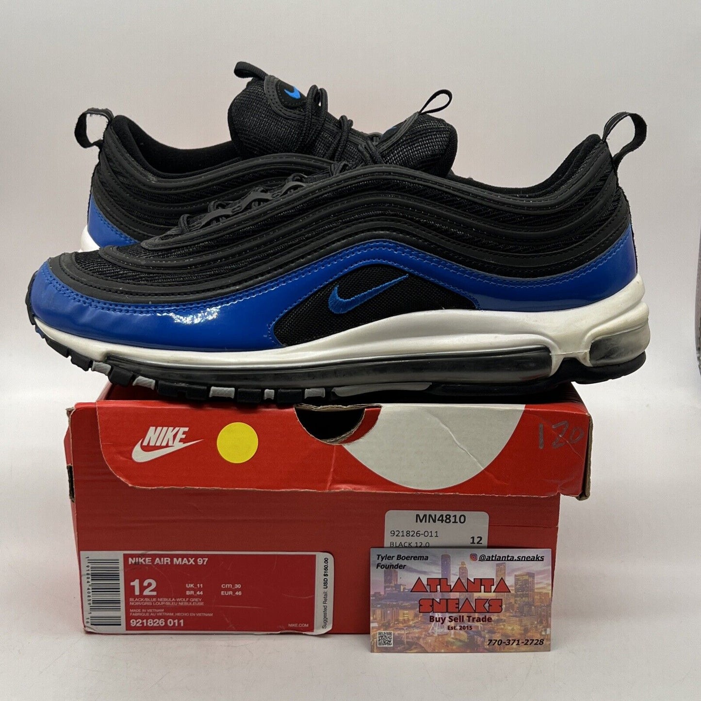 Size 12 - Nike Air Max 97 Blue Nebula Blue Black White (921826-001)