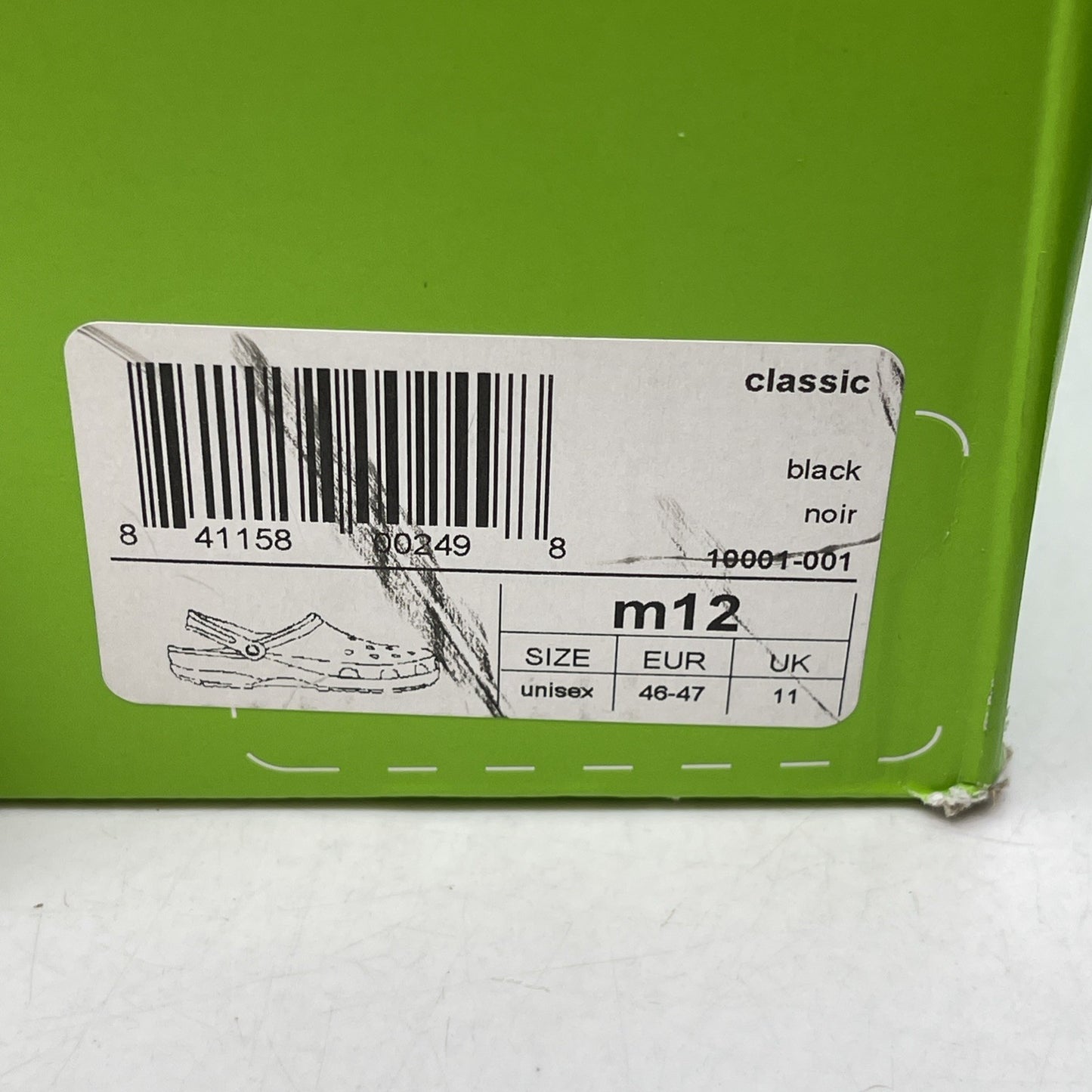 Size 12 - Crocs Classic Clog Authentic Shoe Style Black Rubber (10001)