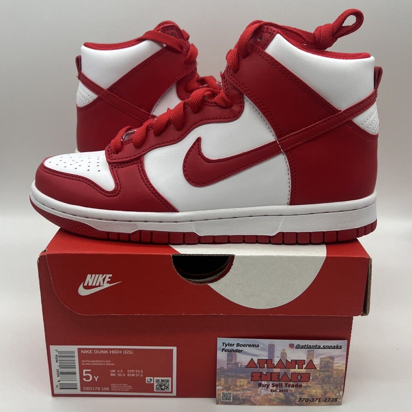 Nike Shoes 5 Youth Dunk High University Red Sneakers DB2179-106 Air Swoosh