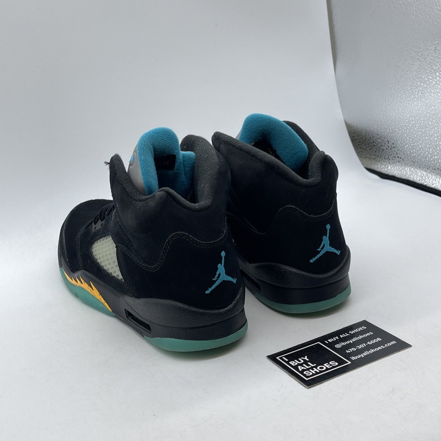 Size 6Y (GS) - Jordan 5 Retro Mid Aqua Black Yellow Suede (440888-047)