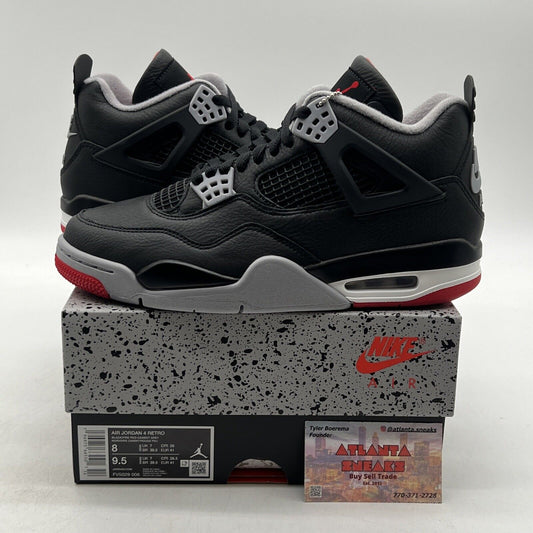 Size 8 - Air Jordan 4 Retro Bred Reimagined Black White Red Leather (FV5029-006)