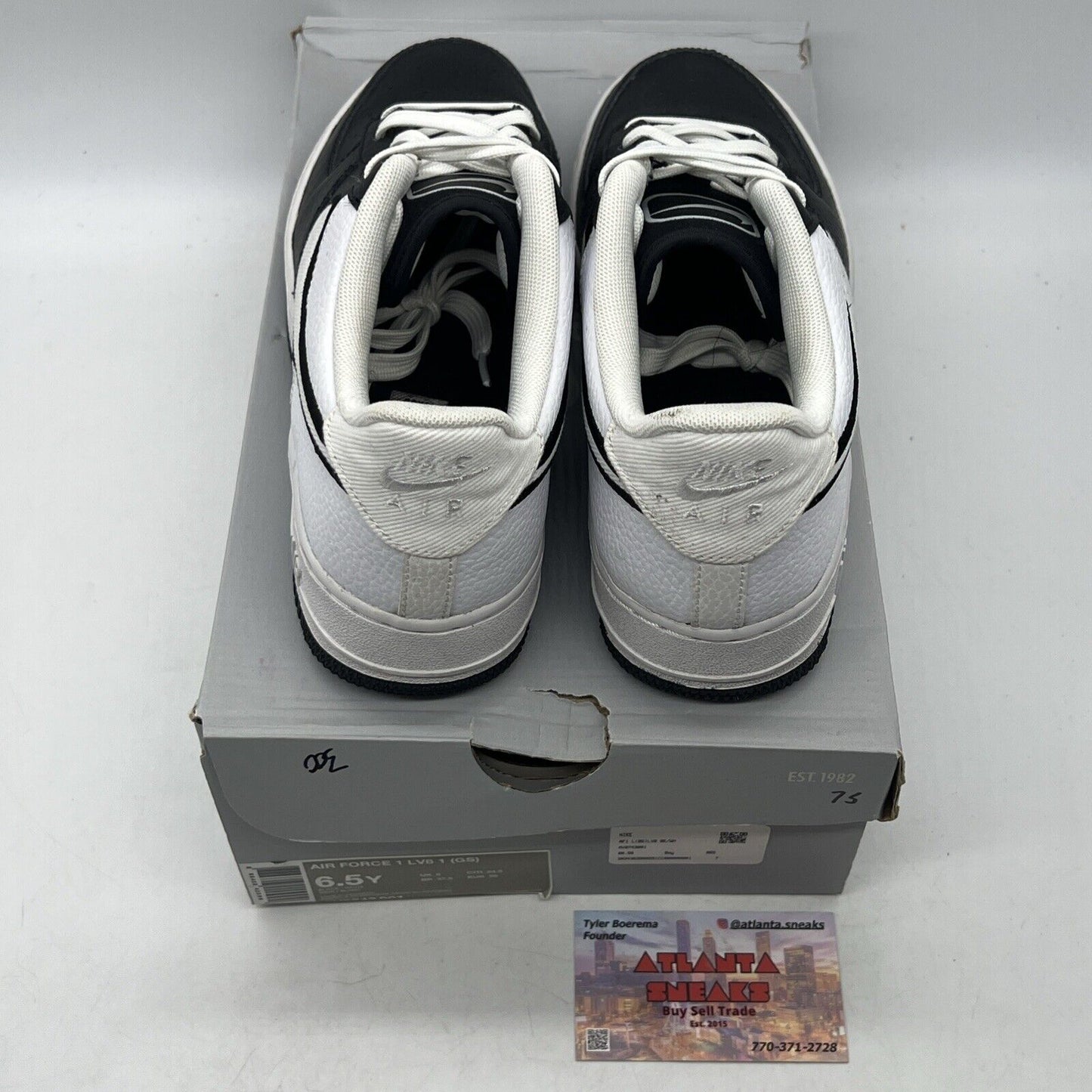 Size 6.5Y - Rare 2018 Nike Air Force Low White/Black - (AV0743-001)