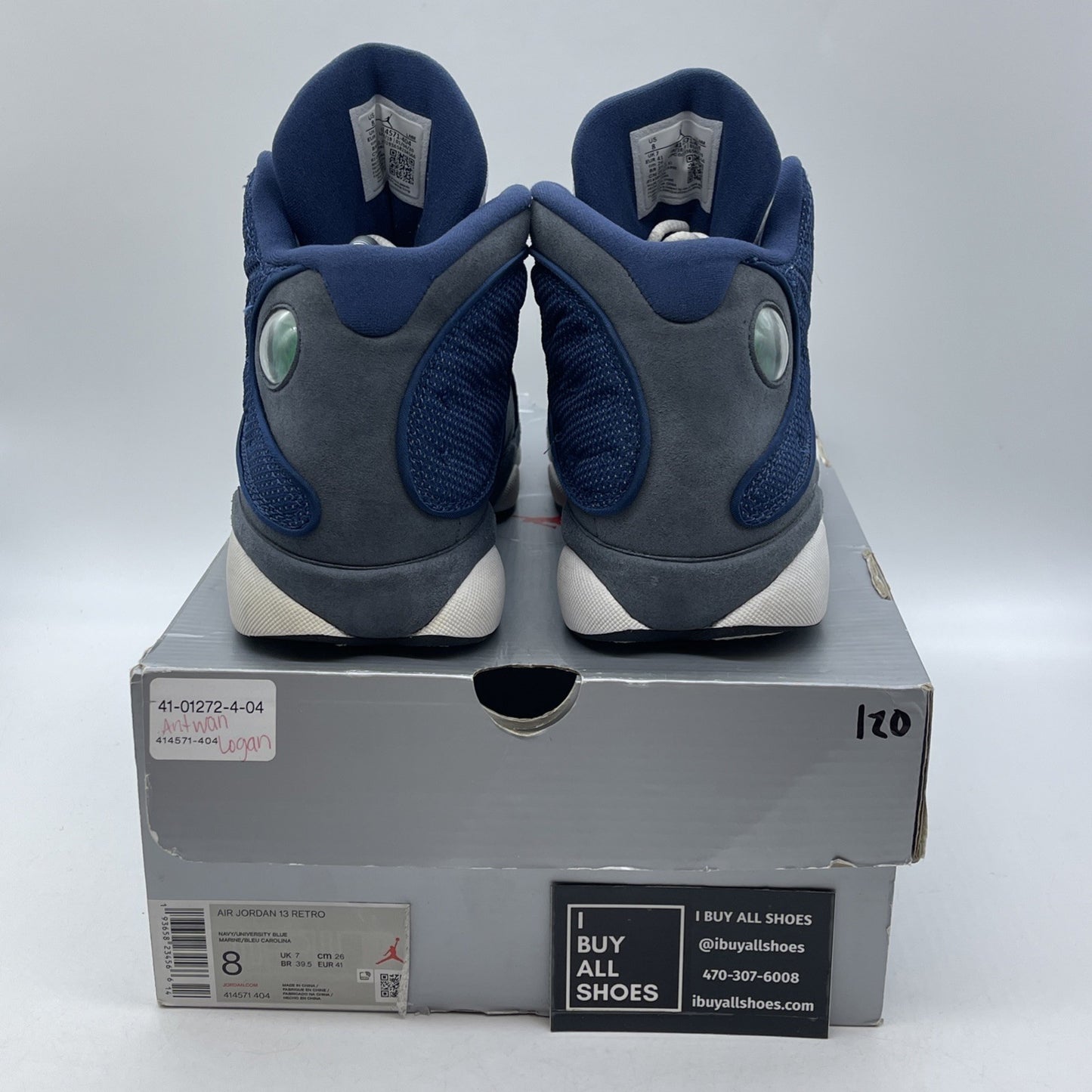 Size 8 - Jordan 13 Retro Mid Flint Blue Grey White Suede Leather (414571-404)