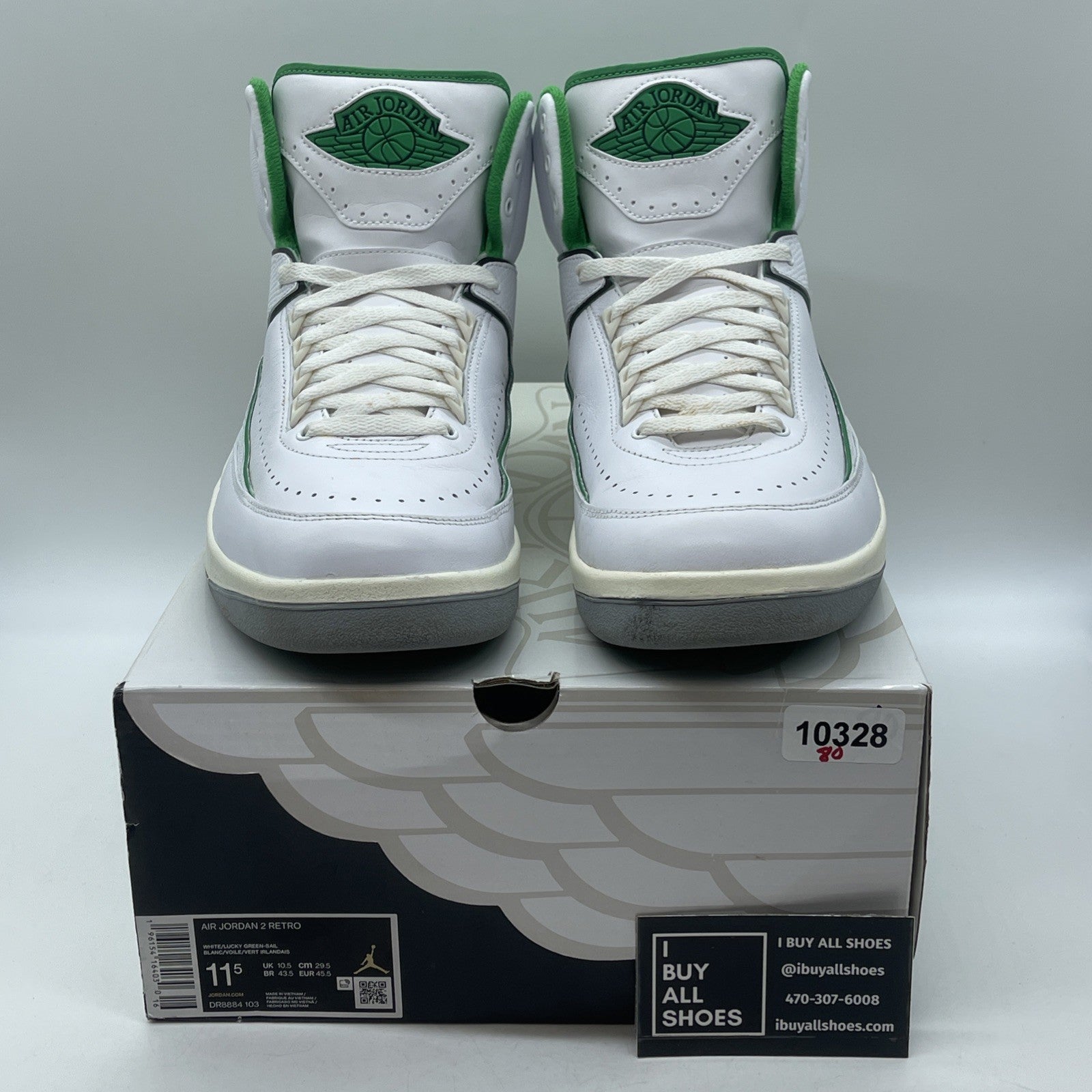 Size 11.5 - Jordan 2 Retro Lucky Green White Leather (DR8884-103)