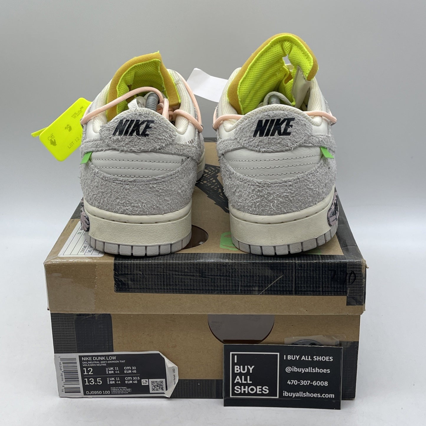 Size 12 - Nike Off-White x Dunk Low Lot 12 of 50 Grey Suede (DJ0950-100)