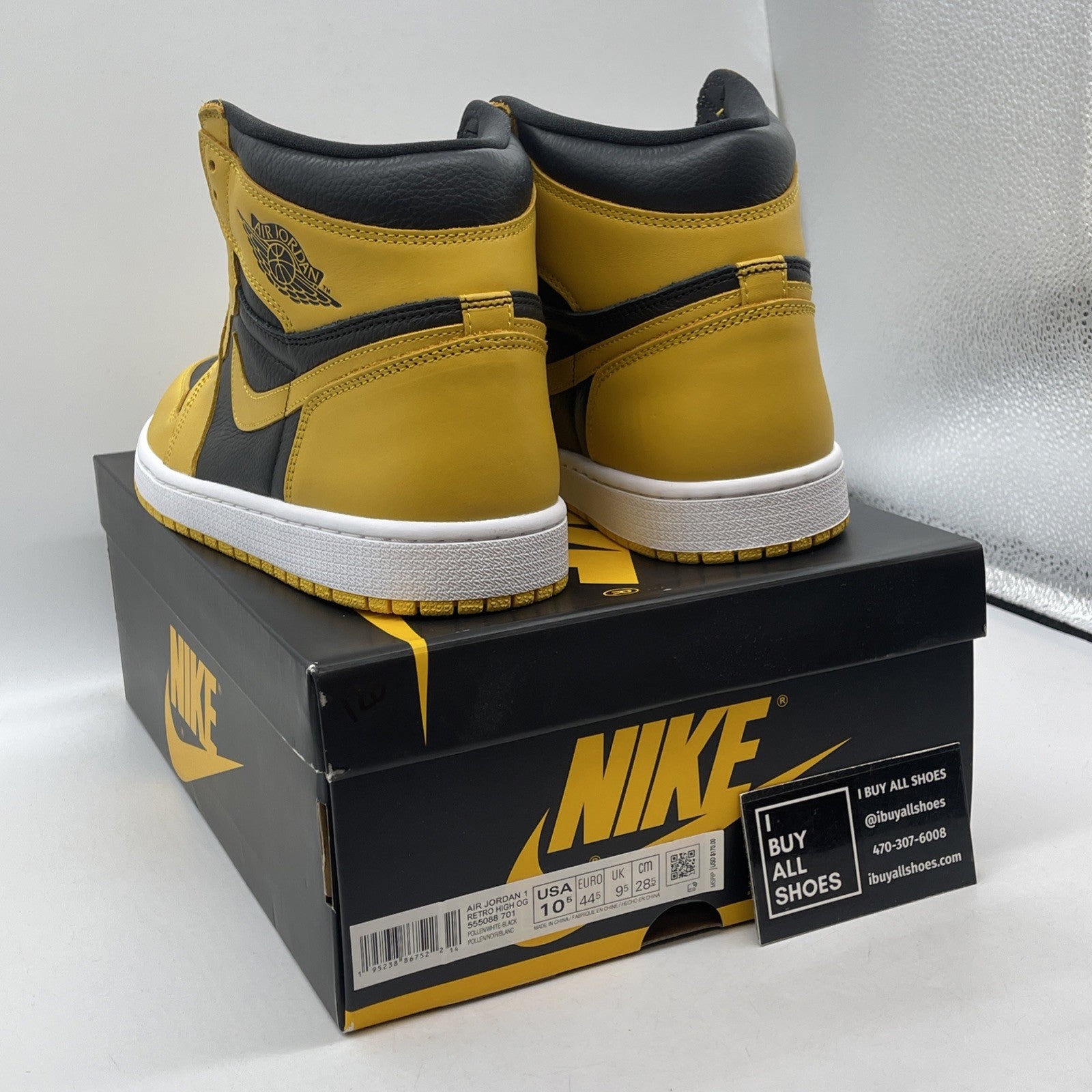 Size 10.5 - Jordan 1 Retro OG High Pollen Yellow Black Leather (555088-701)