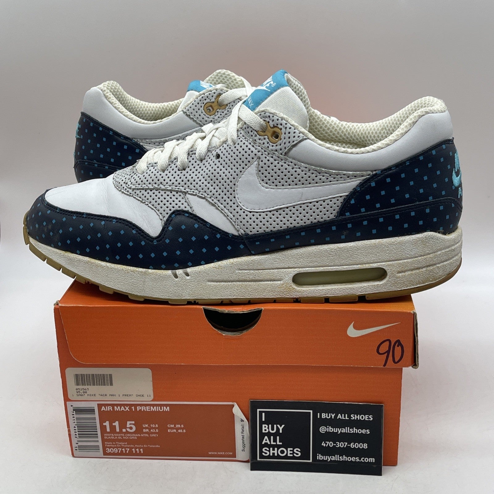 Size 11.5 - Nike Air Max 1 Premium Polka Dot ()309717-111)