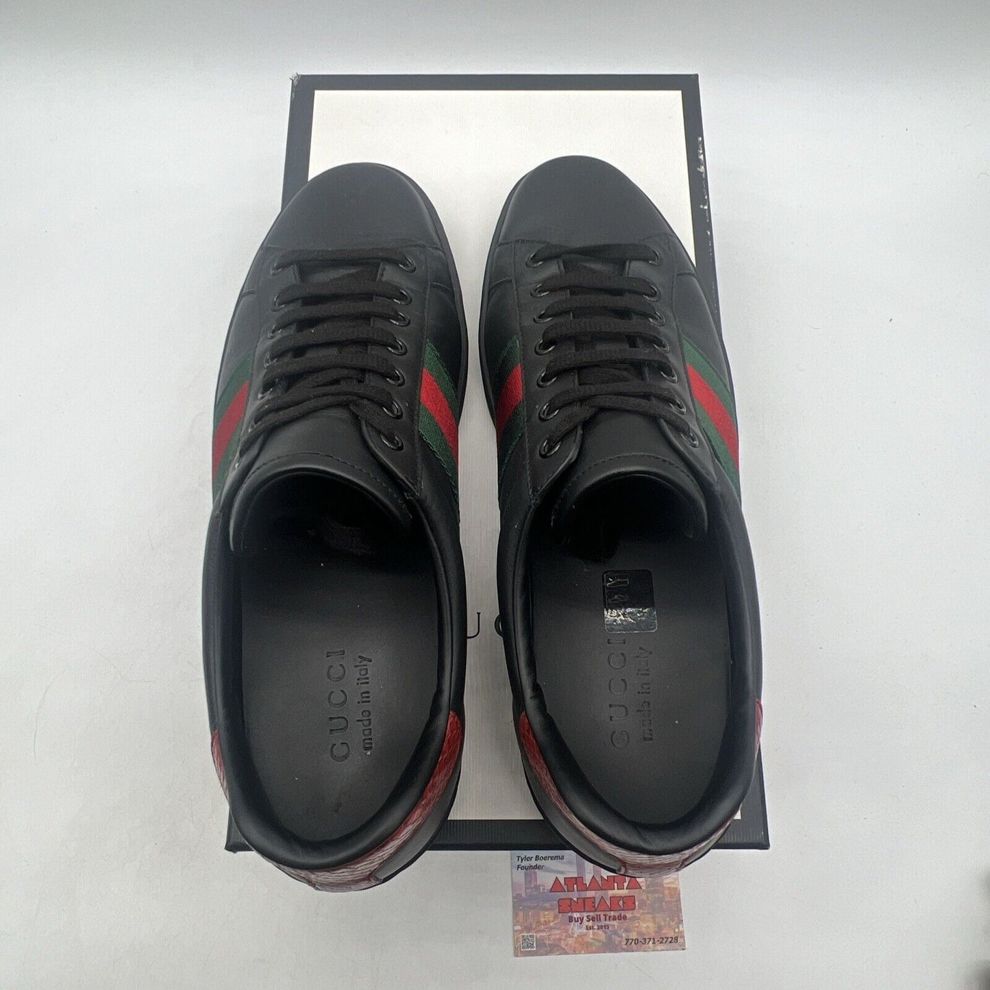 Size 9.5 - Gucci Ace Leather Black Red Green Leather