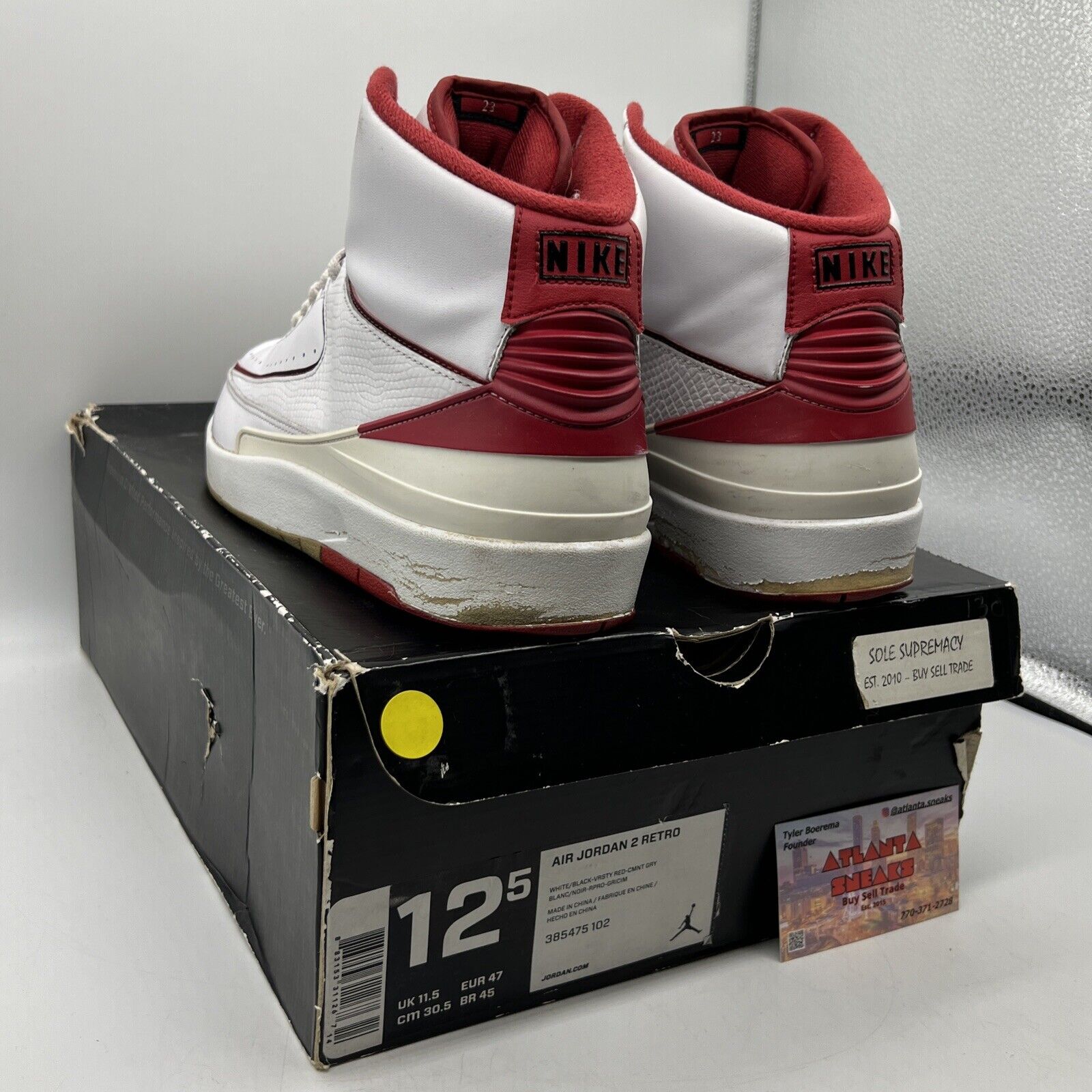 Size 12.5 - Air Jordan 2 Retro Chicago Home White Red Leather (385475-102)