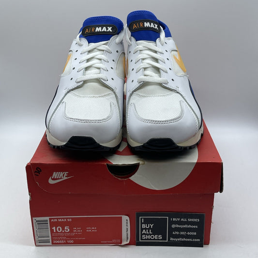 Size 10.5 - Nike Air Max 93 Bright Citrus White Blue Leather (306551-100)