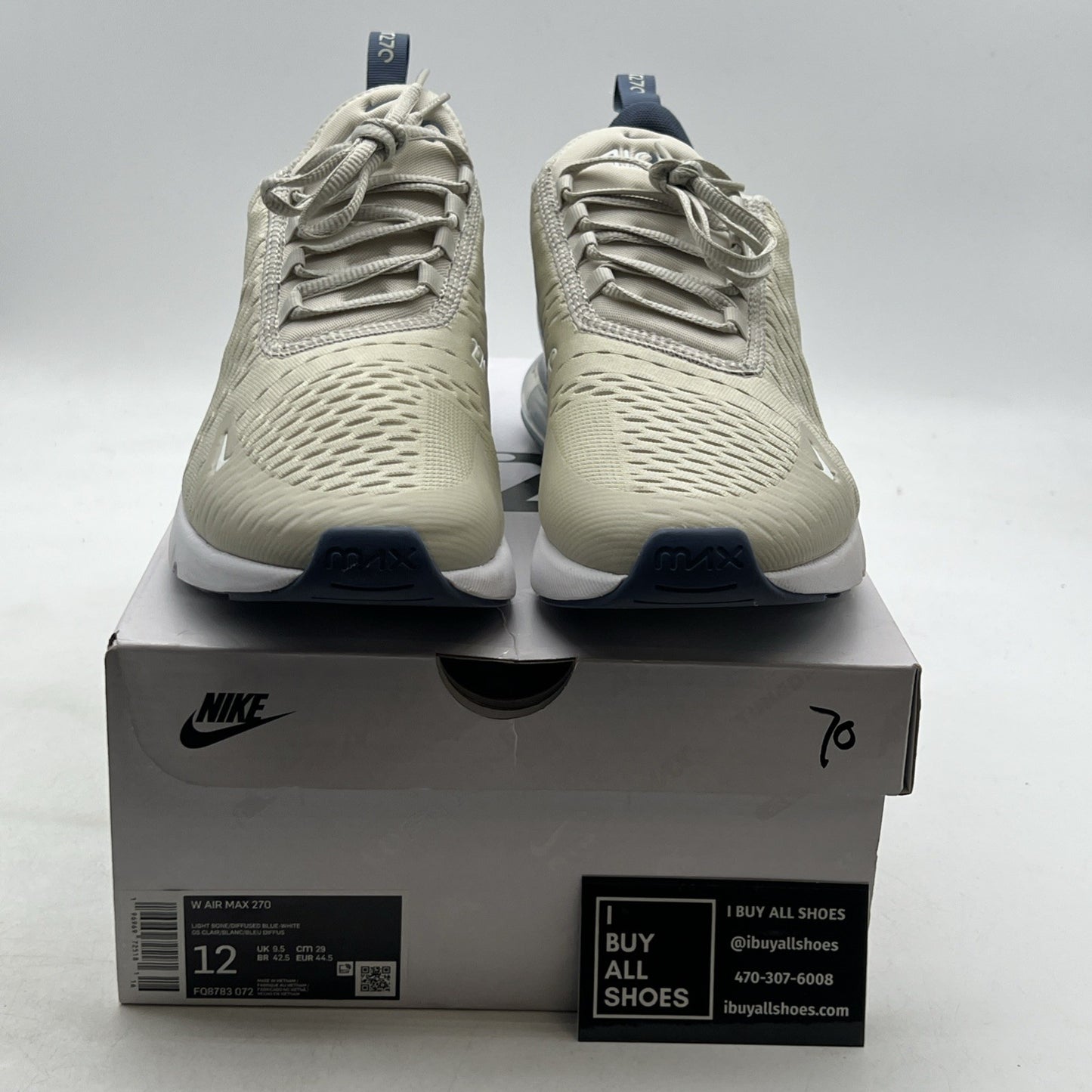 Size 12 - Nike Air Max 270 Light Bone Diffused Blue W (FQ8783-072)