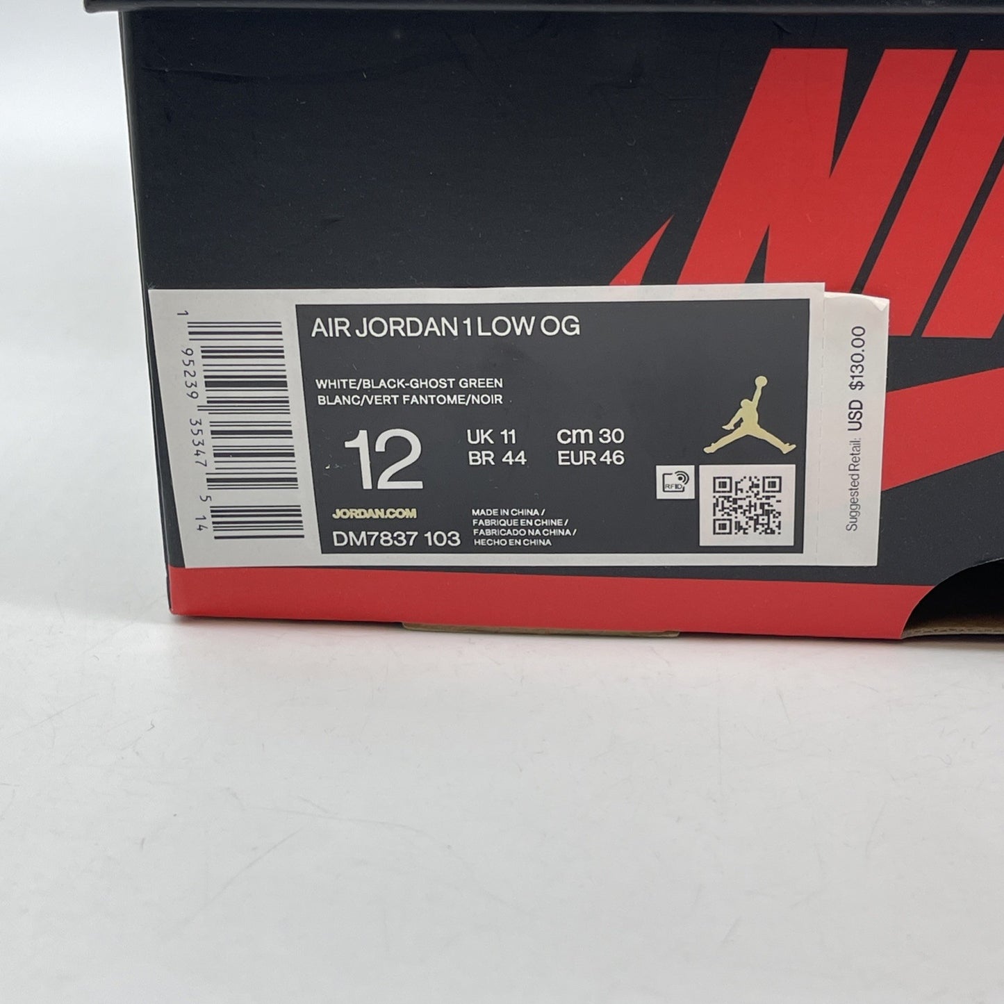 Size 12 - Air Jordan 1 Retro OG Low Ghost Green Suede Leather (DM7837-103)