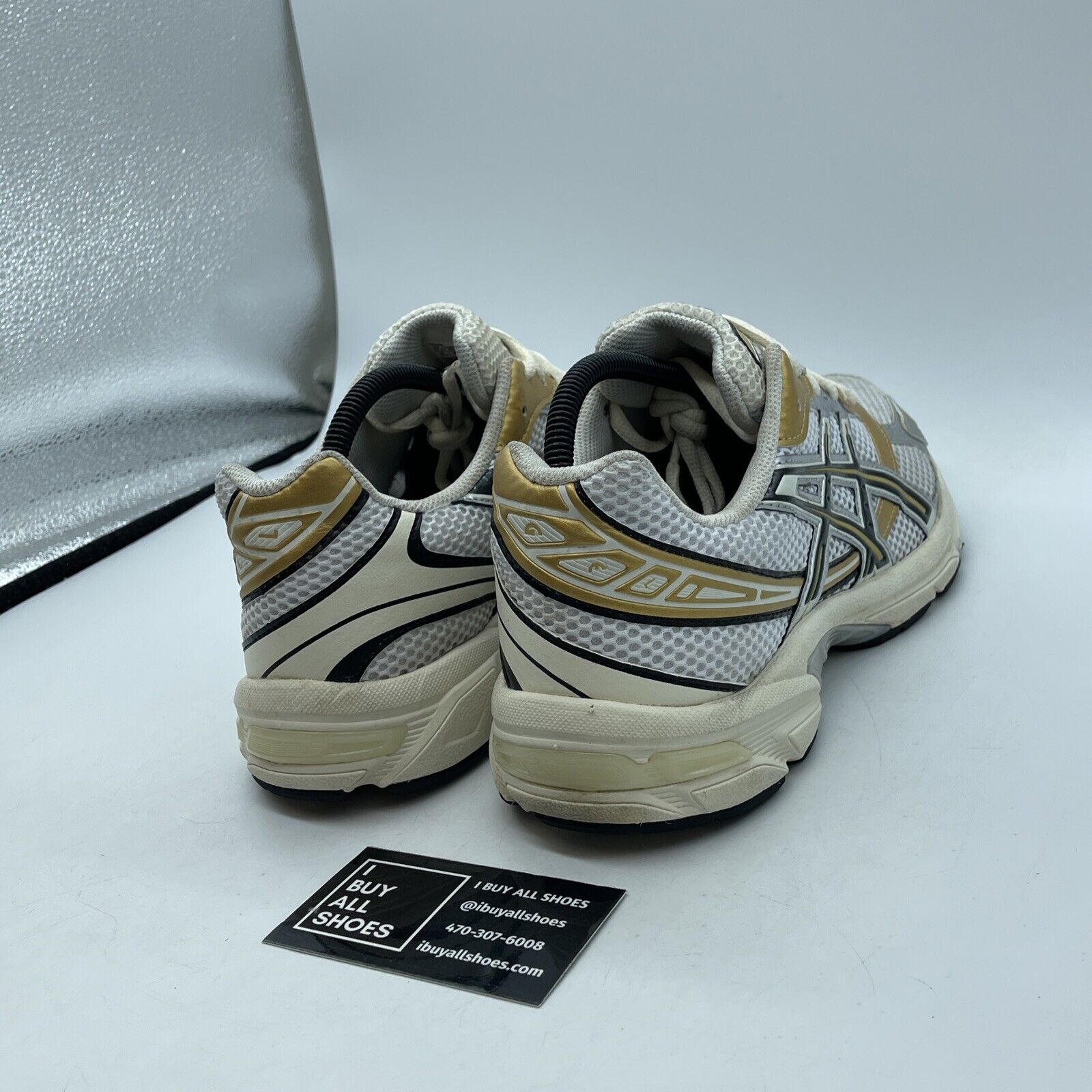 Size 9.5 - ASICS Gel-1130 'White Black Gold'  Suede Leather (1203A698-100)