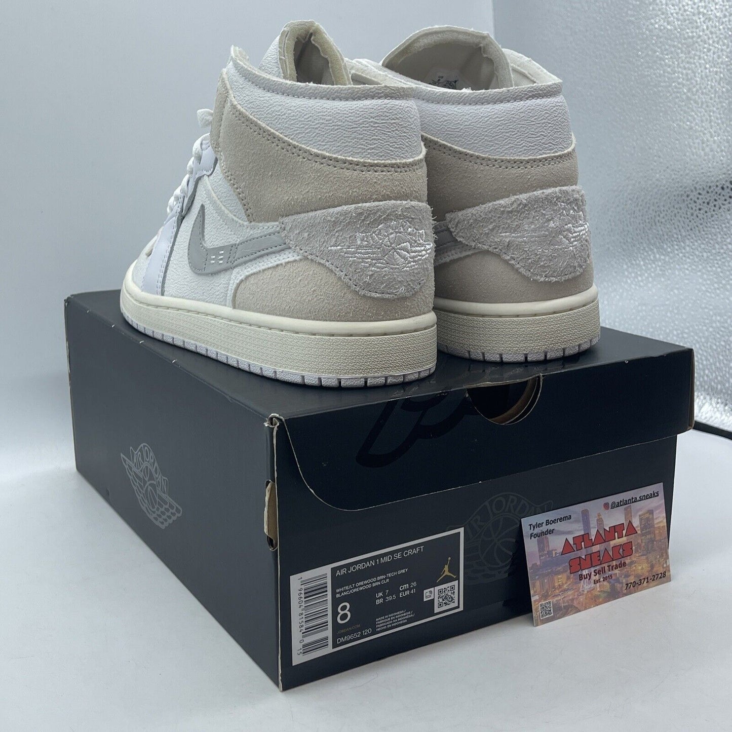 Size 8 - Air Jordan 1 SE Craft Mid Inside Out - White Sail Suede (DM9652-120)