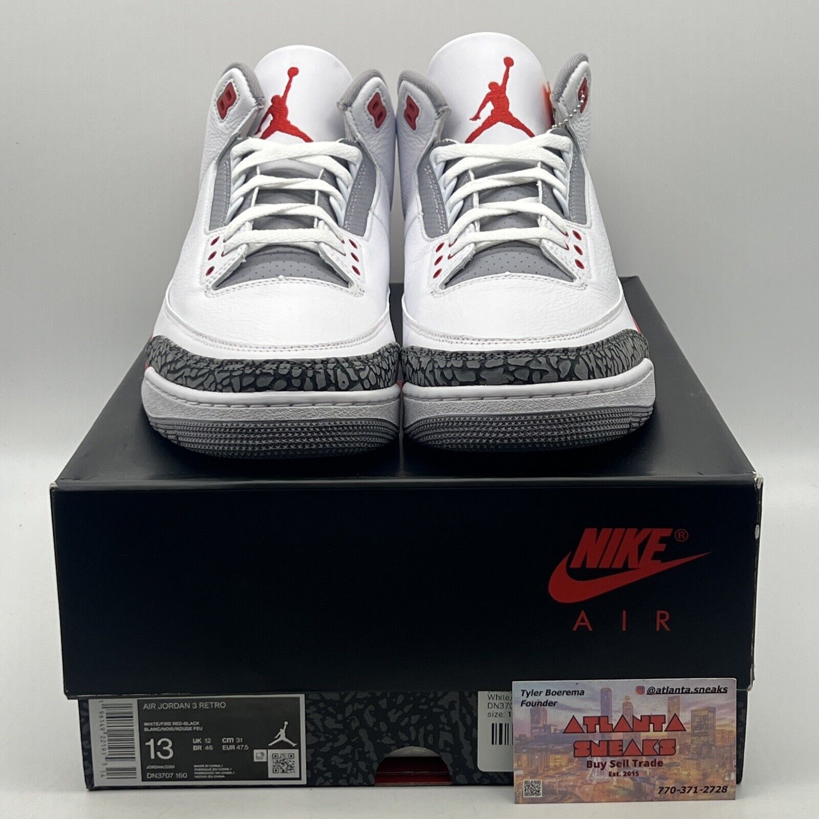 Size 13 - Jordan 3 Retro Mid Fire Red Black White Leather (DN3707-160)