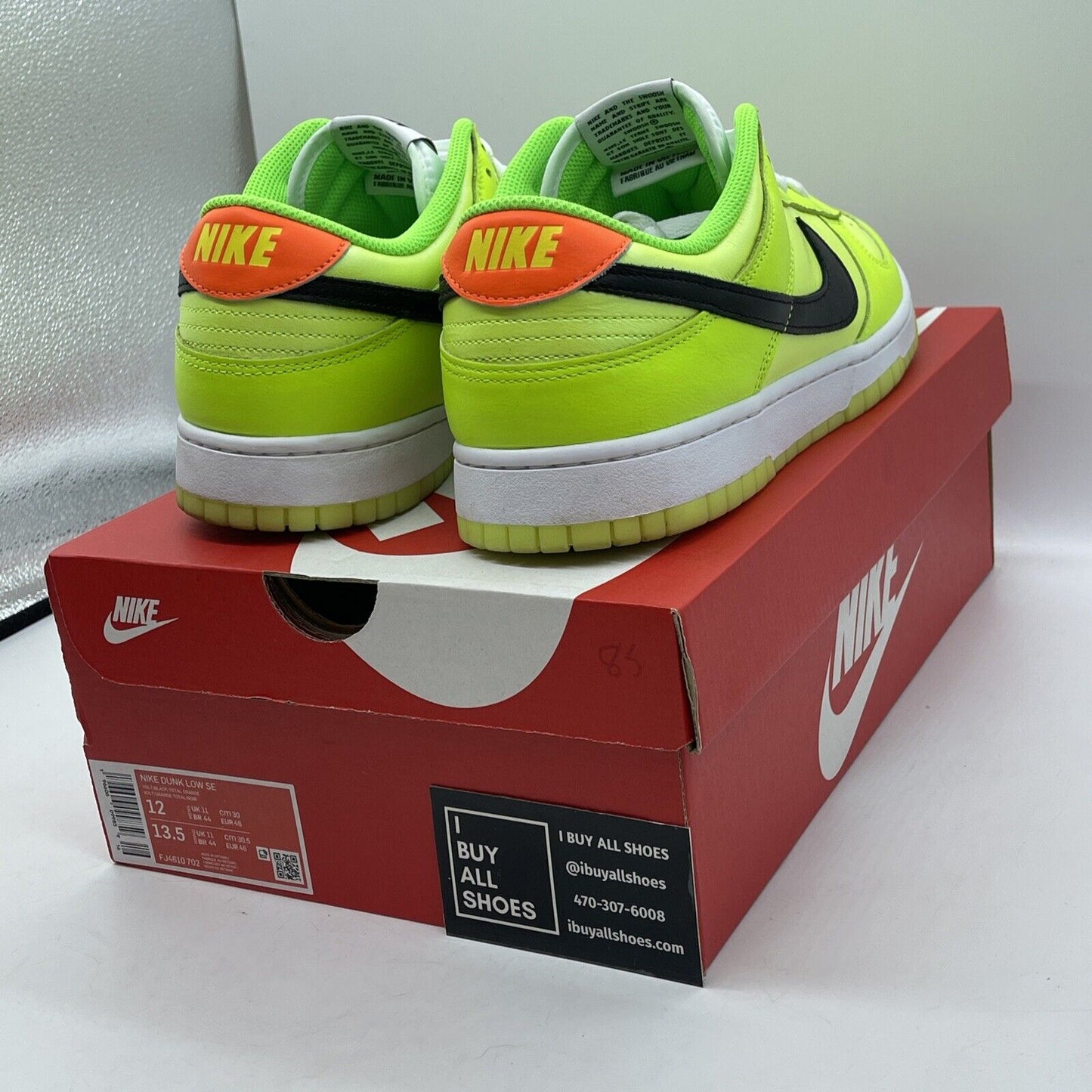 Size 12 - Dunk Low Volt Yellow Green White Orange Leather (FJ4610-702)
