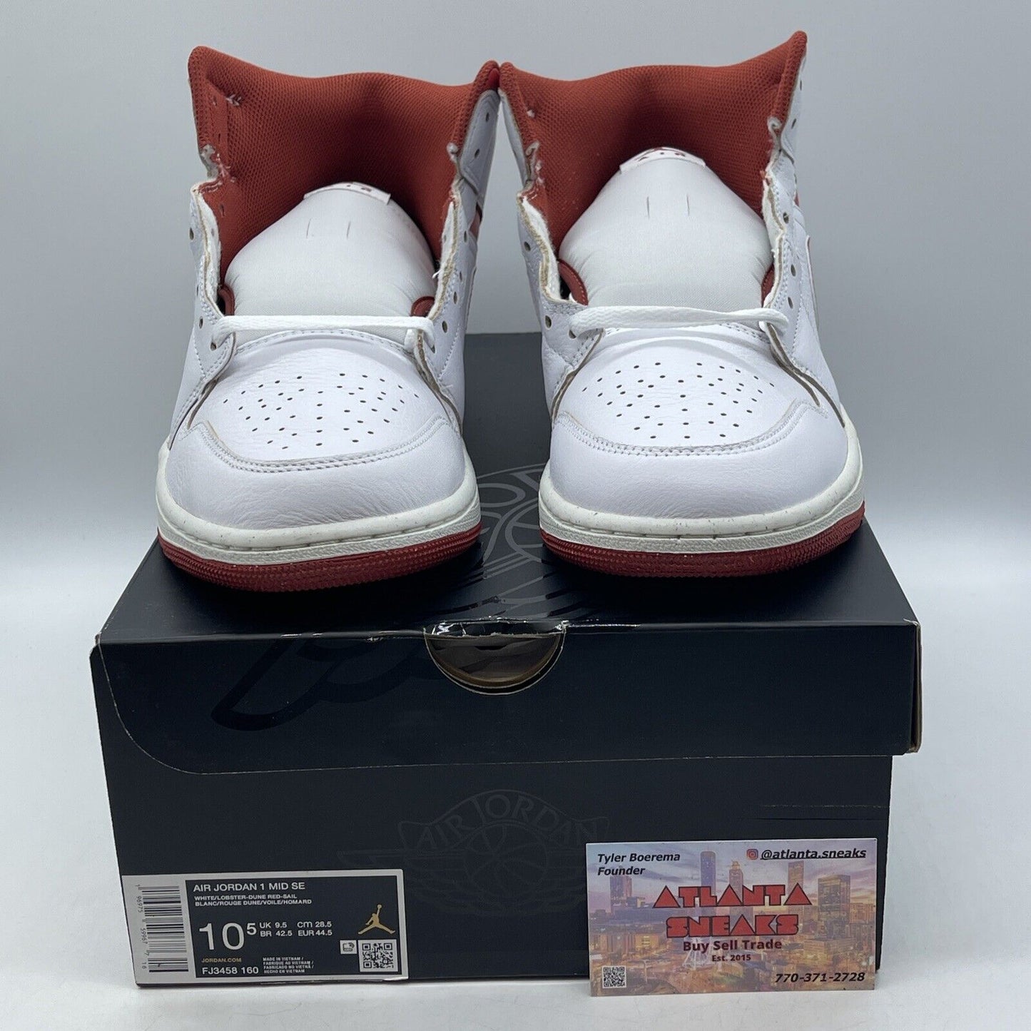 Size 10.5 - Air Jordan 1 Mid SE White Dune Red Leather (FJ3458-160)