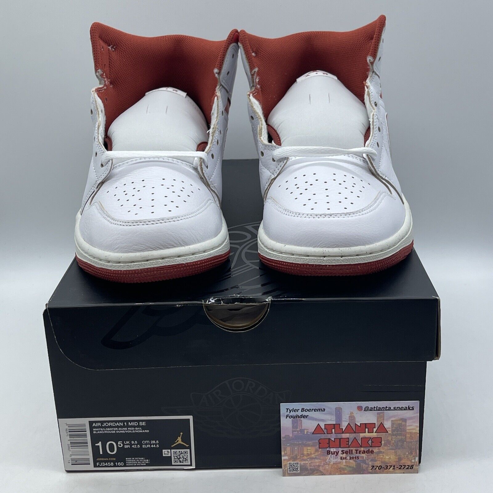 Size 10.5 - Air Jordan 1 Mid SE White Dune Red Leather (FJ3458-160)