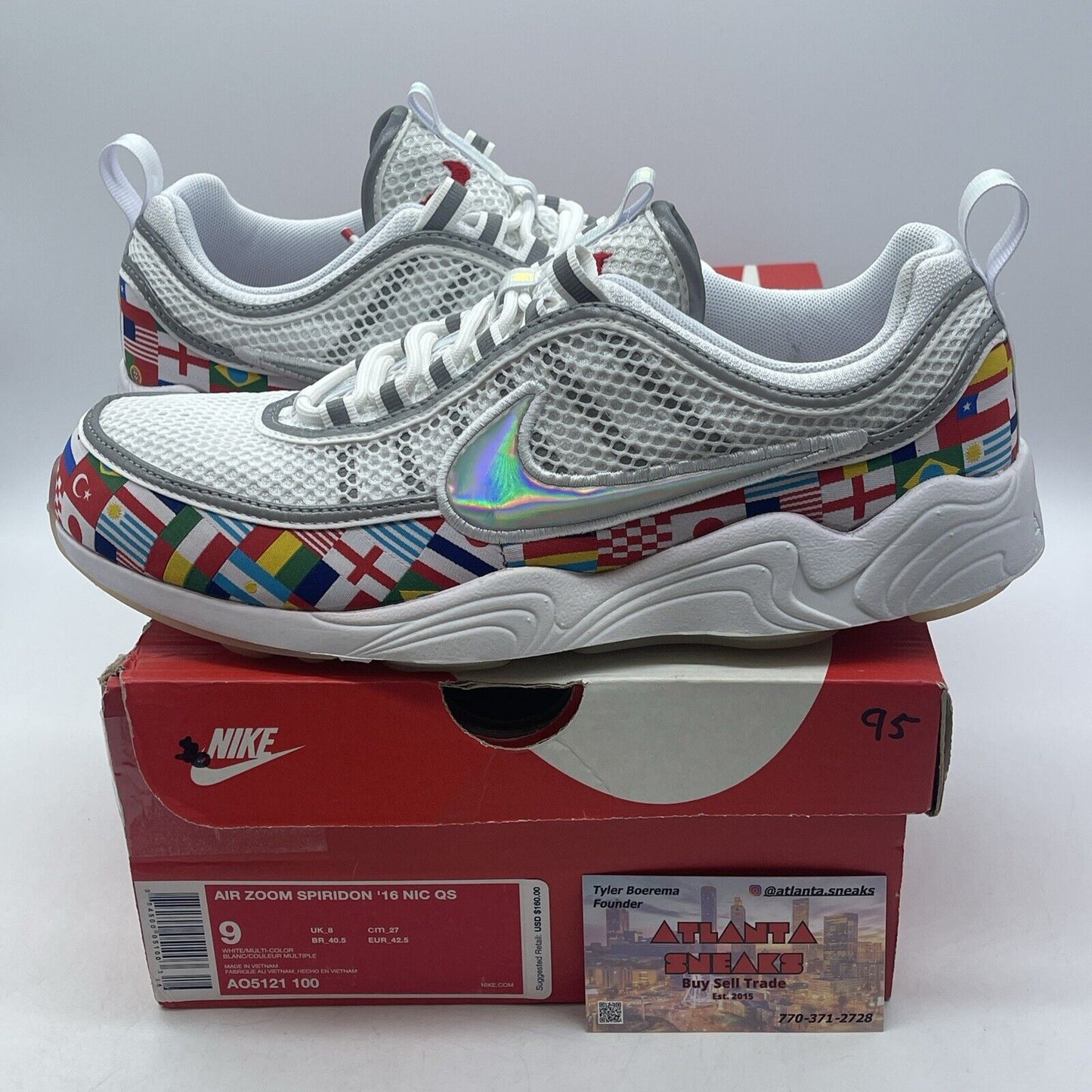 Size 9 - Nike Air Zoom Spiridon International Flag White Grey Suede (AO5121-100)
