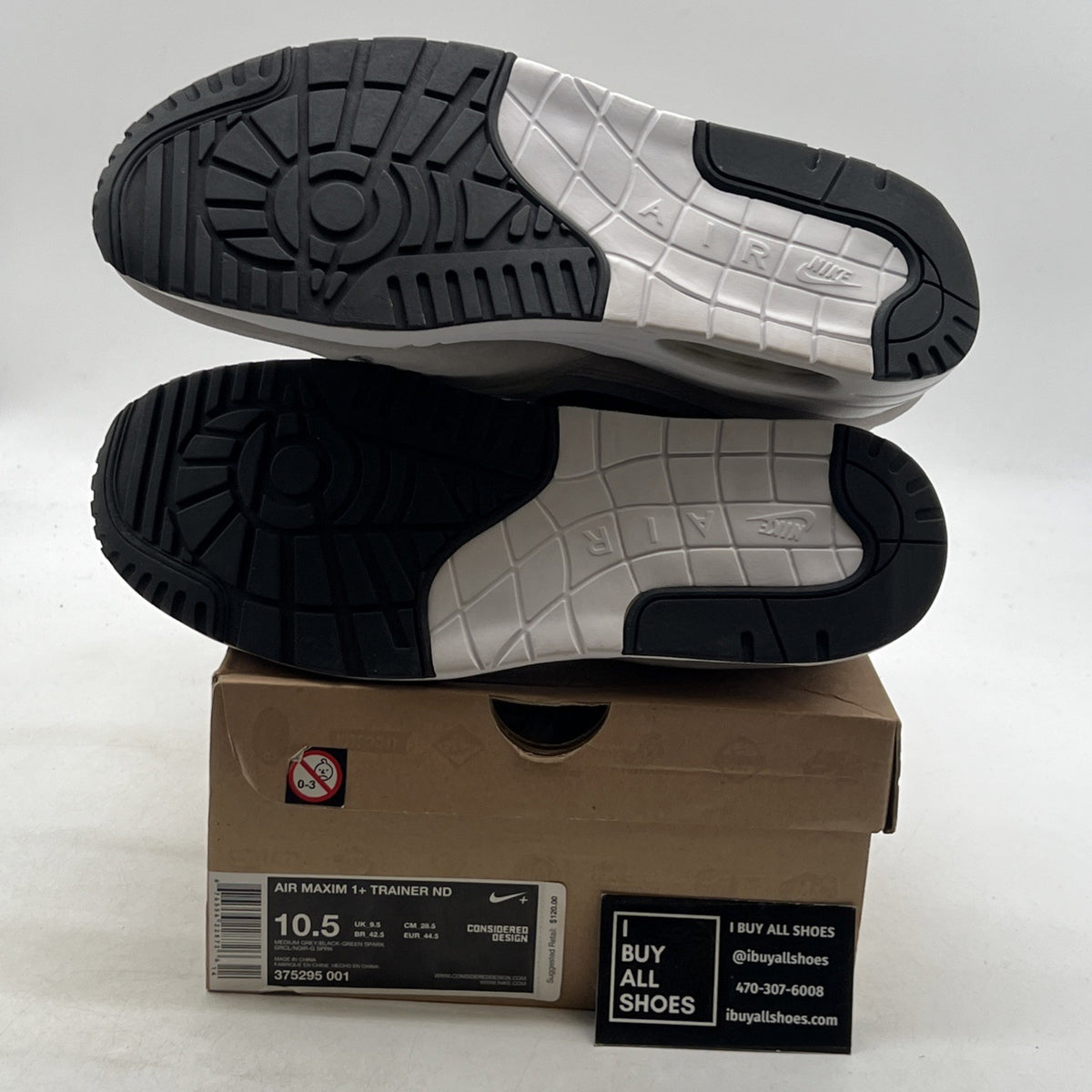 Size 10.5 - Nike Air Maxim 1+ Trainer Nd Gray (375295-001)