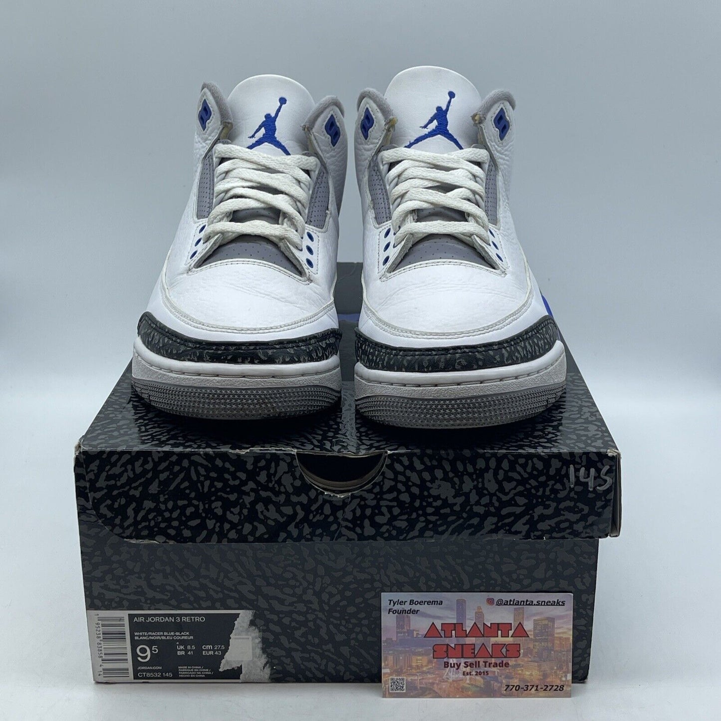 Size 9.5 - Jordan 3 Retro Mid Racer Blue White Gray Leather (CT8532-145)