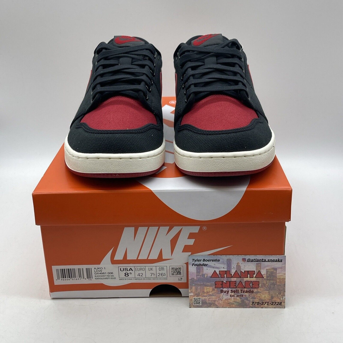 Size 8.5 - Air Jordan 1 KO Low Bred Ref Black Suede White Leather (DX4981-006)