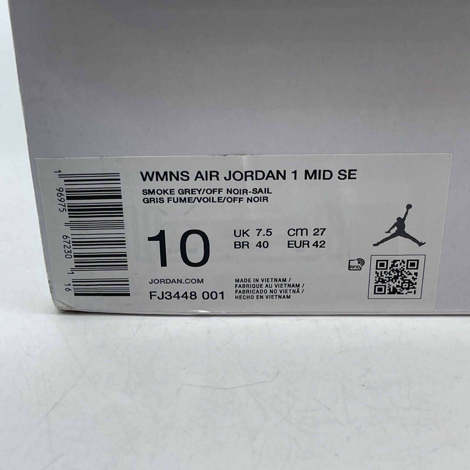 Size 10W - Air Jordan 1 mid Distressed Smoke Grey White black Suede (Fj3448-001)