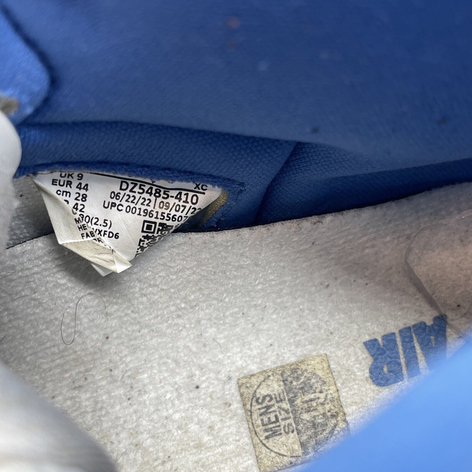 Size 10 - Jordan 1 Retro OG High True Blue White Leather Grey Suede (DZ5485-410)