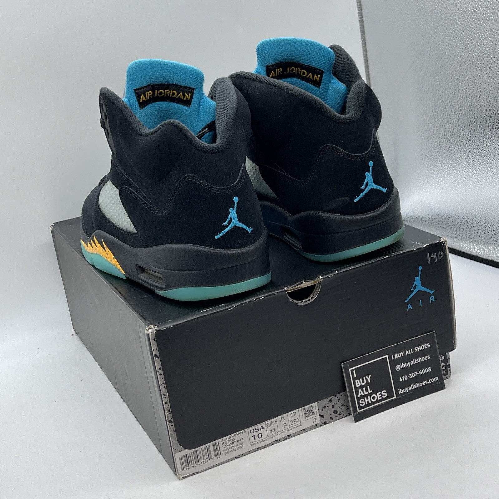 Size 10 - Jordan 5 Retro Mid Aqua Black Blue Yellow Suede (DD0587-047)