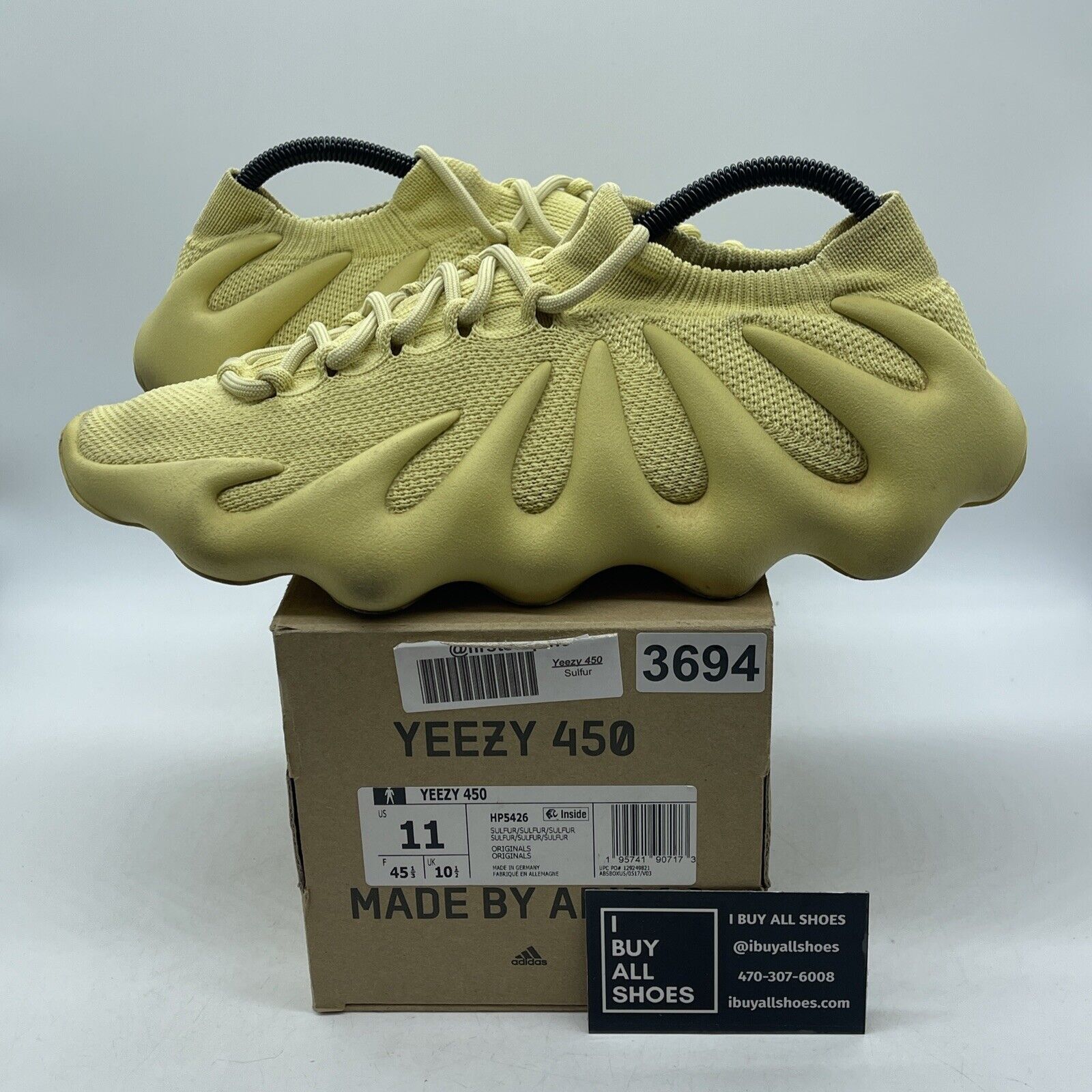 Size 11 - adidas Yeezy 450 Sulfur Yellow Suede (HP5426)