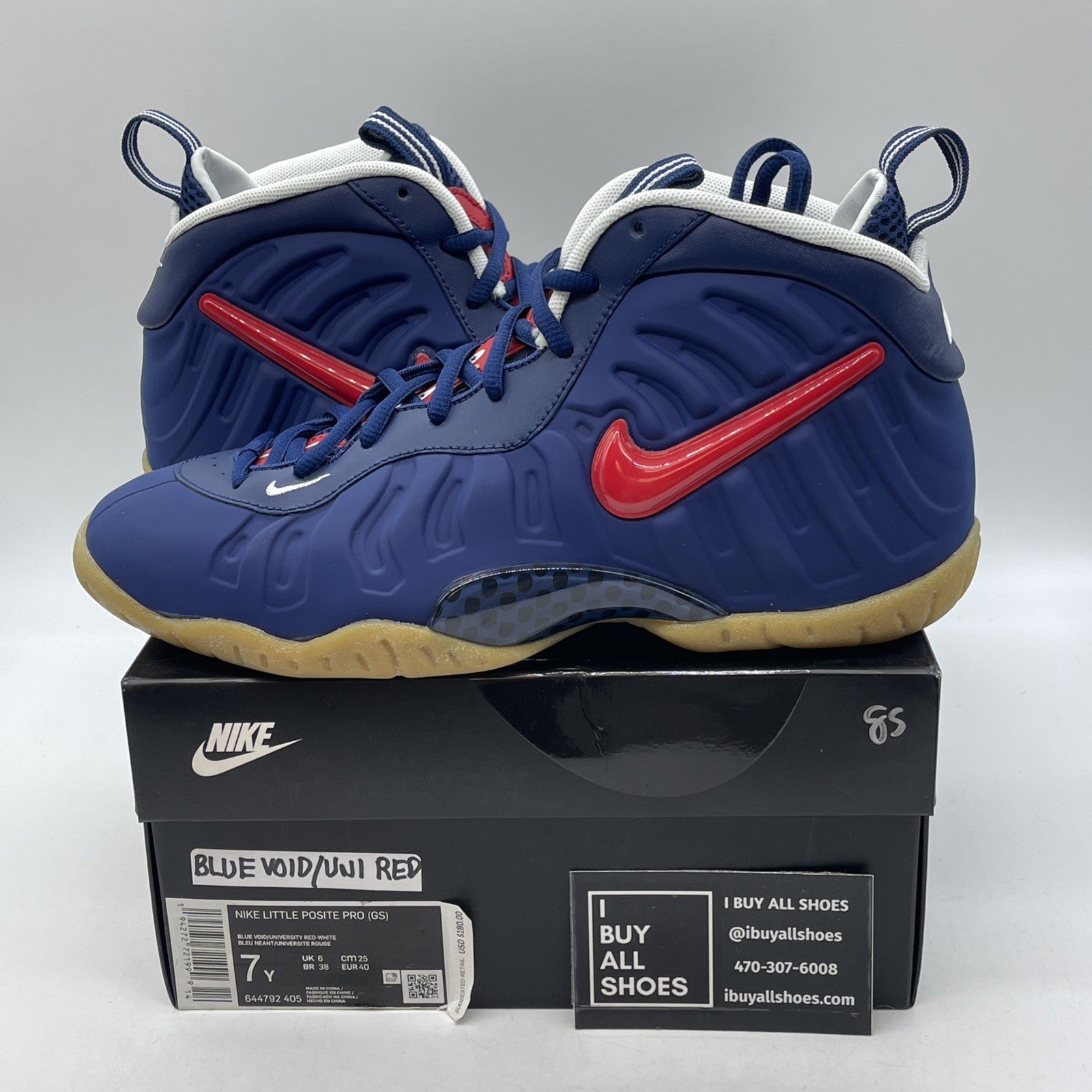 Size 7Y (GS) - Nike Little Posite Pro Mid USA Blue Red White (644792-405)