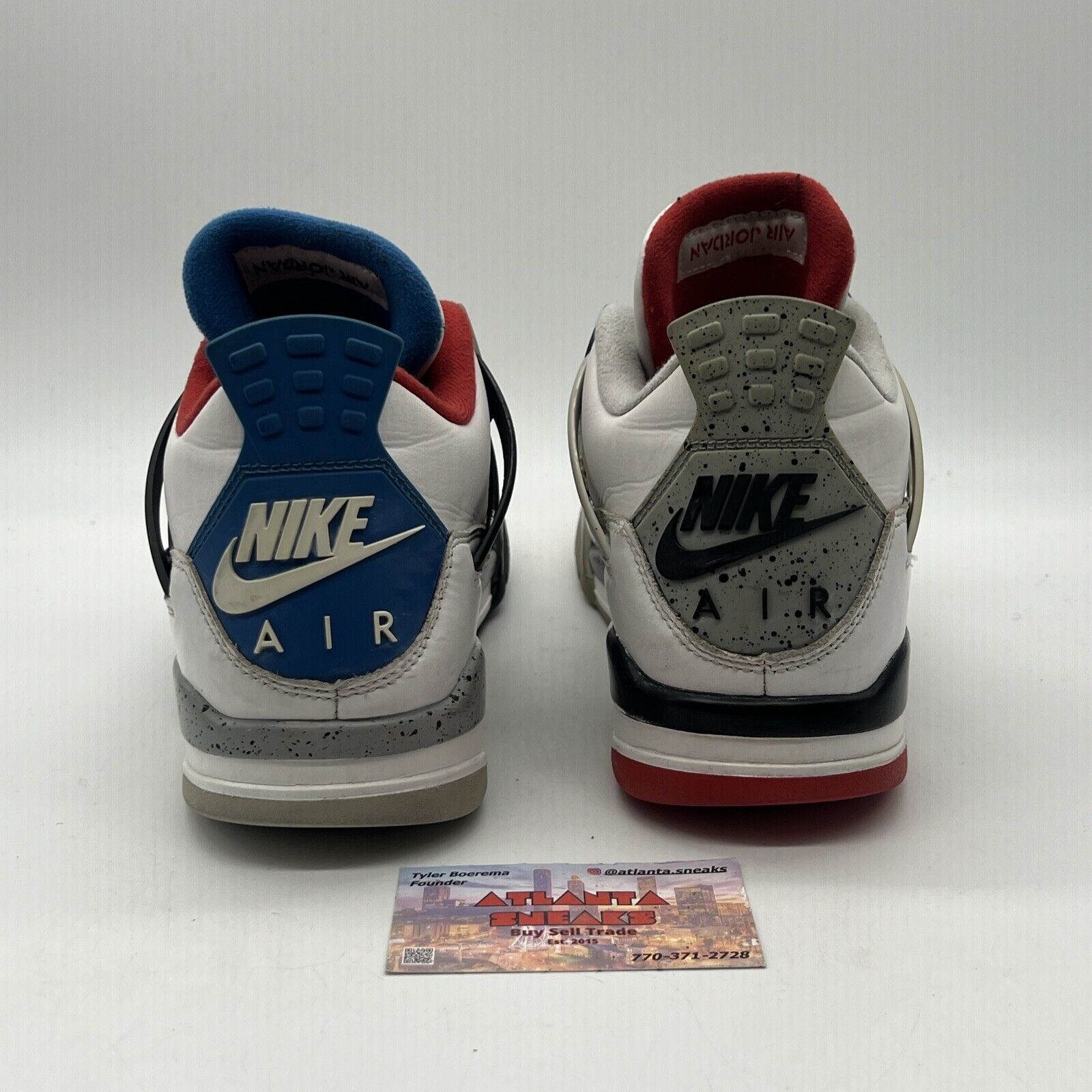 Size 10 - Jordan 4 Retro SE Mid What The 4 White Black Blue Red Leather Grey