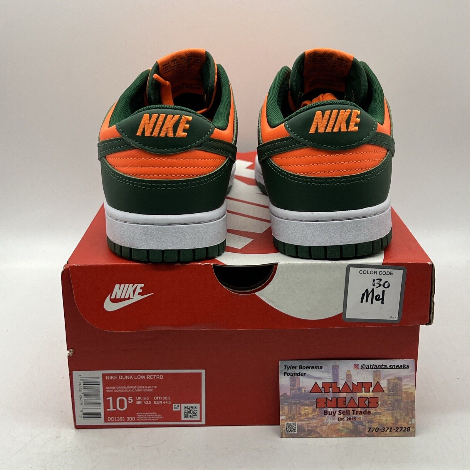 Size 10.5 - Nike Dunk Low Miami Hurricanes Orange Green White (DD1391-300)