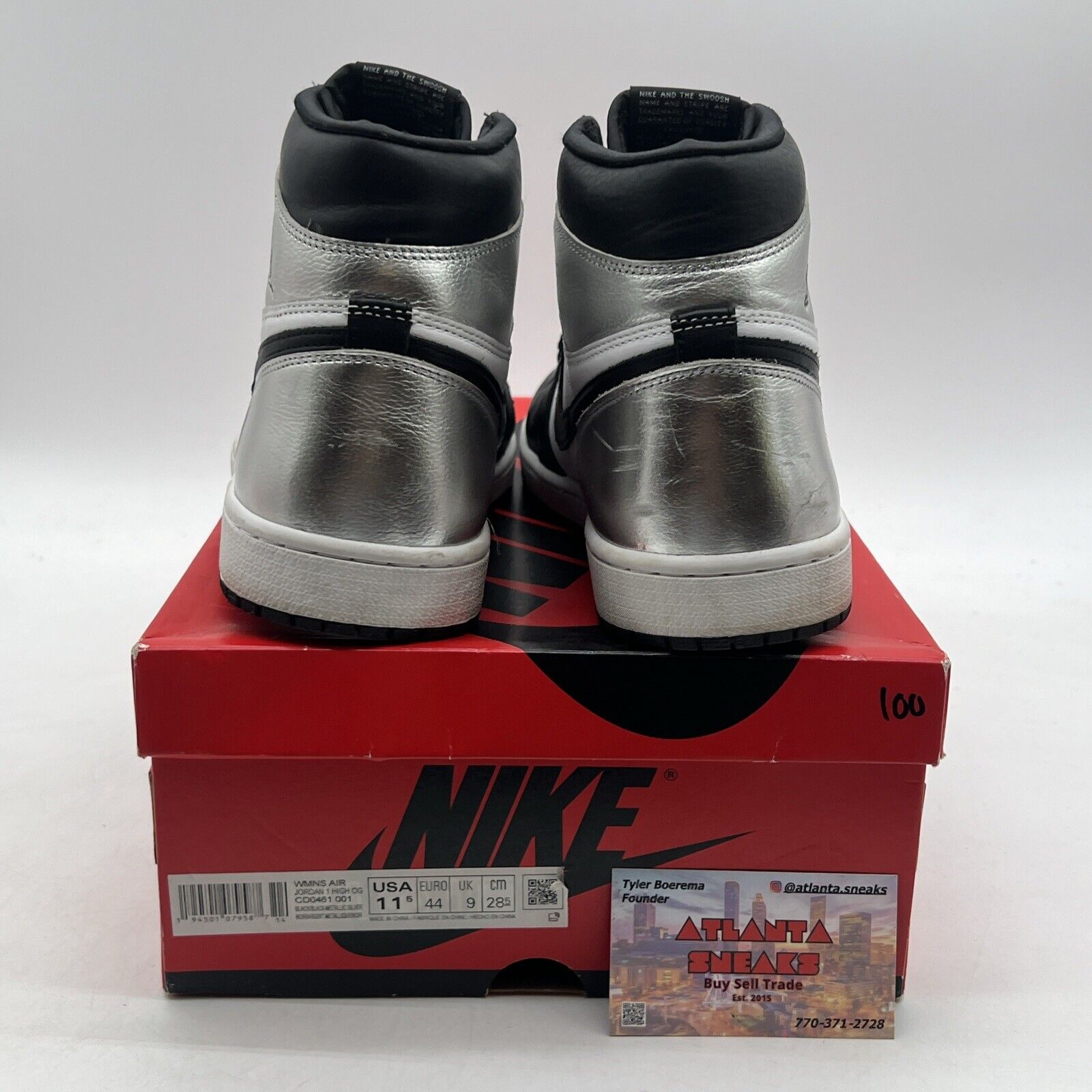 Size 11.5 - Jordan 1 High OG Metallic Silver Black White Leather (CD0461-001)