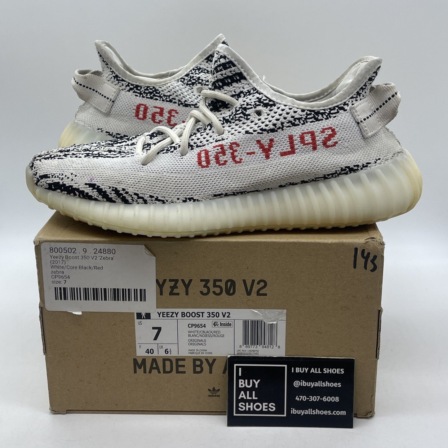 Size 7 - adidas Yeezy Boost 350 V2 Low Zebra Black White Suede (CP9654)