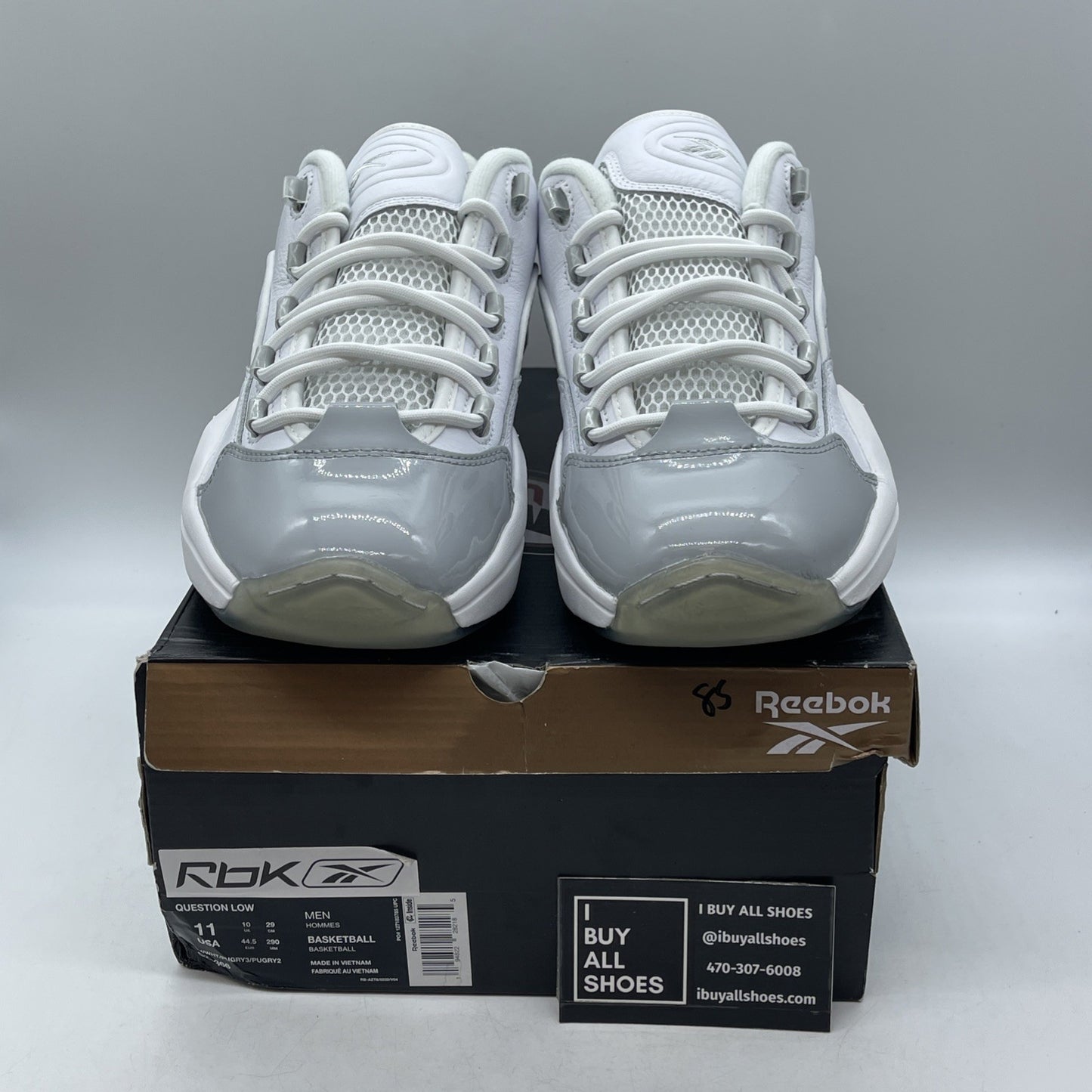 Size 11 - Reebok Question Low White Grey (GZ0366)