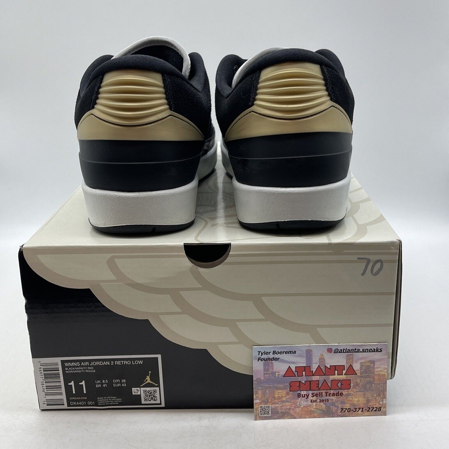 Size 11W- Air Jordan 2 Retro Low Black Metallic Gold Black White (DX4401-001)
