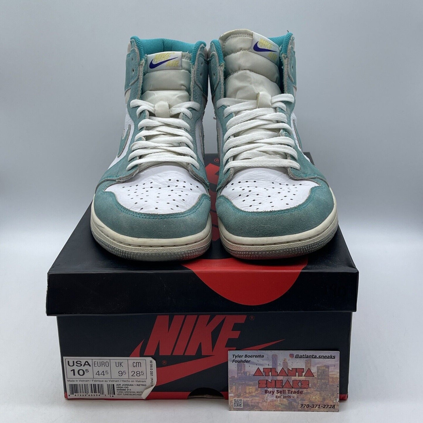 Size 10.5 - Jordan 1 Retro OG High Turbo Green White Suede Leather (555088-311)